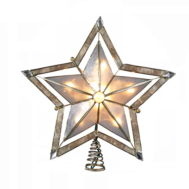 Kurt Adler 10-Inch 5-Point Large Star with Smoke Capiz Treetop - Multi 3 Kurt Adler 10-Inch 5-Point Large Star with Smoke Capiz Treetop - Multi