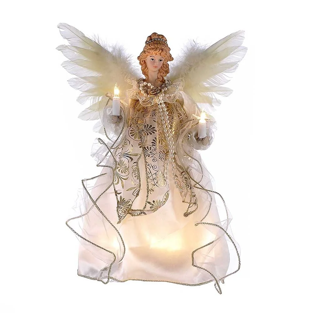 Kurt Adler 12-Inch 10-Light Ivory and Gold Angel Treetop - Multi 2 Kurt Adler 12-Inch 10-Light Ivory and Gold Angel Treetop - Multi