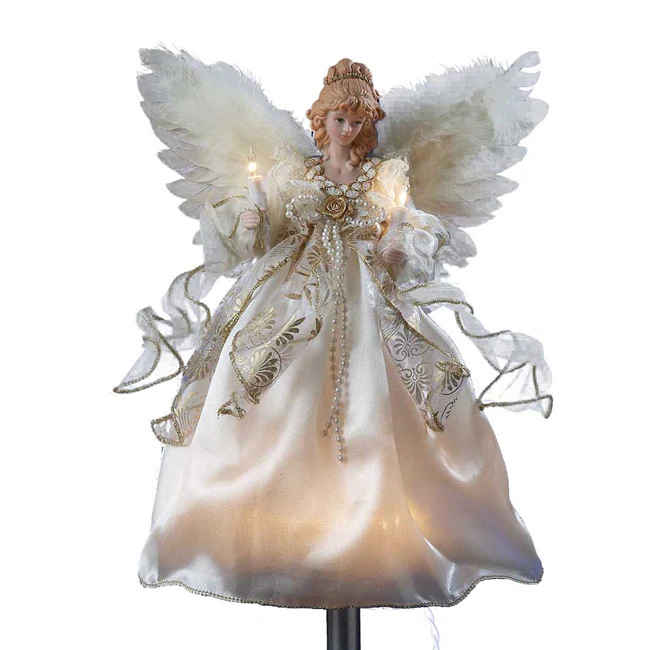Kurt Adler 12-Inch 10-Light Ivory and Gold Angel Treetop - Multi 3 Kurt Adler 12-Inch 10-Light Ivory and Gold Angel Treetop - Multi