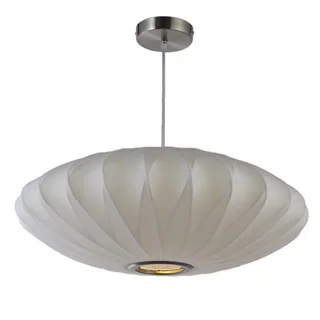 22 in White 1-Light Oval Pendant - Single Tier - Metal - Hardwired