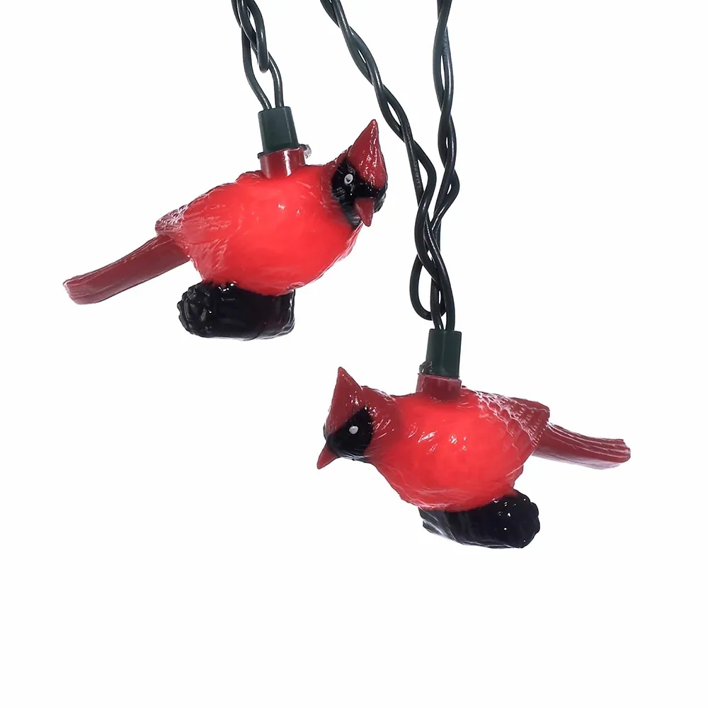 Kurt Adler 10-Light Plastic Red Cardinal Light Set - Christmas Novelty Lights