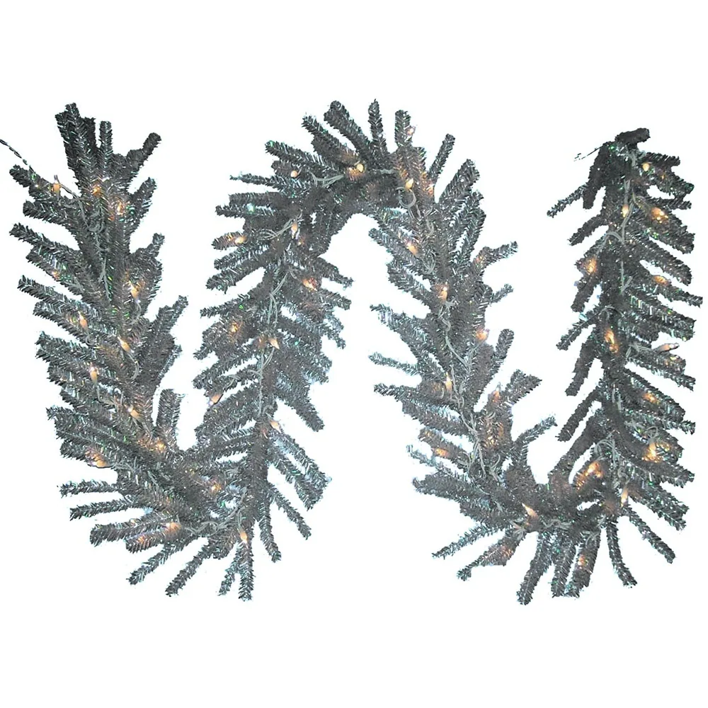 Kurt Adler 9-Foot Pre-Lit Silver Ice Garland - 9 Foot 5 Kurt Adler 9-Foot Pre-Lit Silver Ice Garland - 9 Foot