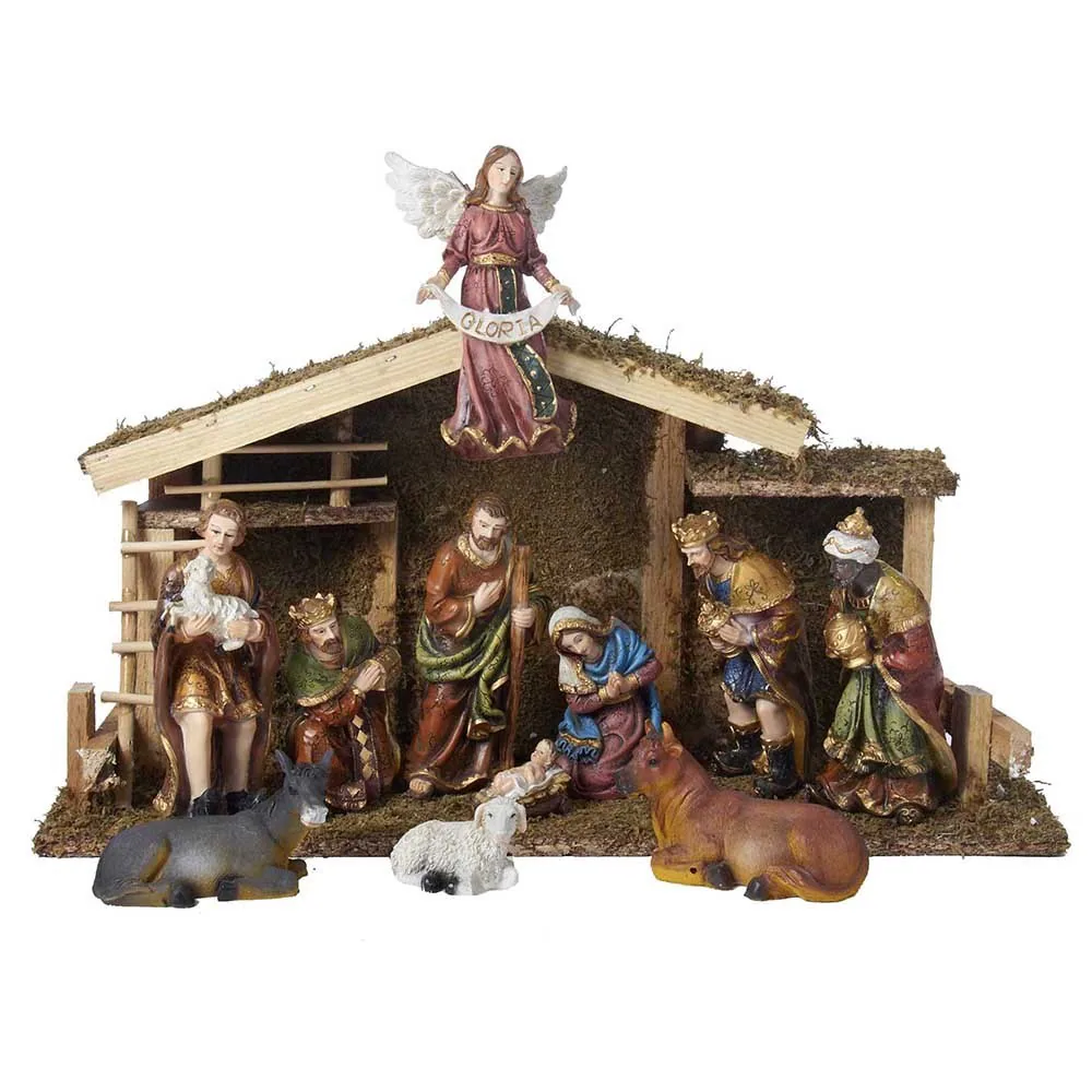 Kurt Adler 12-Piece Nativity Set with Wooden Stable - Multi 3 Kurt Adler 12-Piece Nativity Set with Wooden Stable - Multi