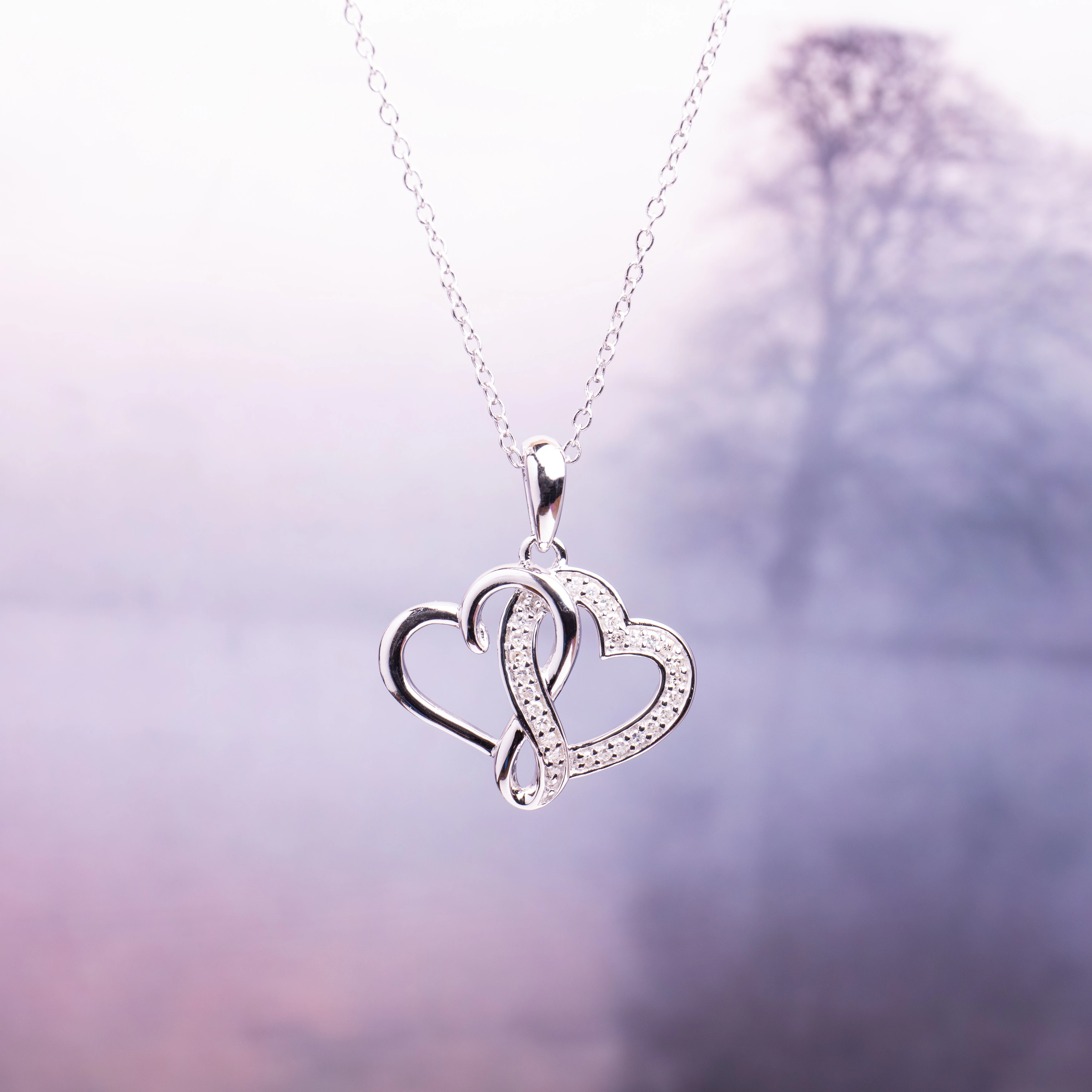 Miadora Sterling Silver 1/ 6ct TDW Diamond Double Heart Necklace - 18 Inch - White - White 2 Miadora Sterling Silver 1/ 6ct TDW Diamond Double Heart Necklace - 18 Inch - White - White