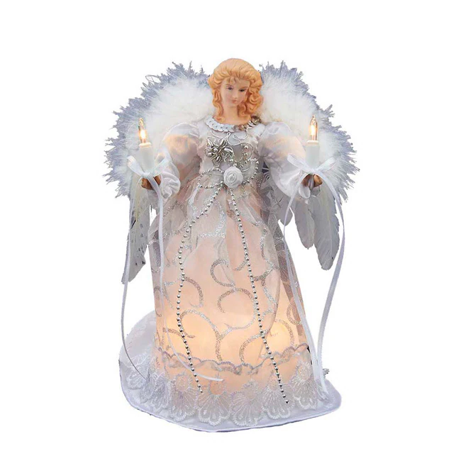 Kurt Adler UL 10-Light 9-Inch White/Silver Angel Treetop - Multi 3 Kurt Adler UL 10-Light 9-Inch White/Silver Angel Treetop - Multi