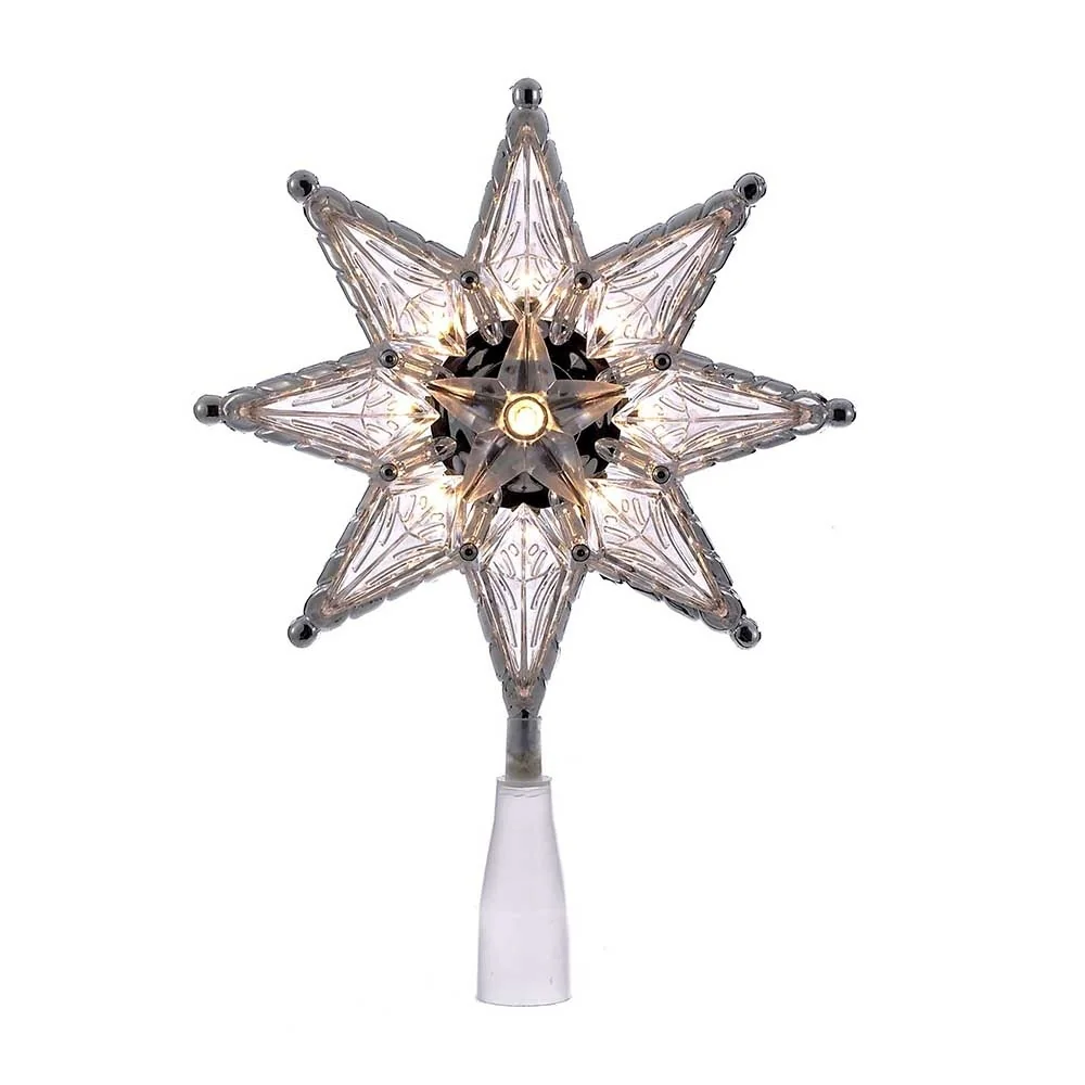 Kurt Adler 10-Light 8-Inch 8-Point Clear Star Treetop - Multi