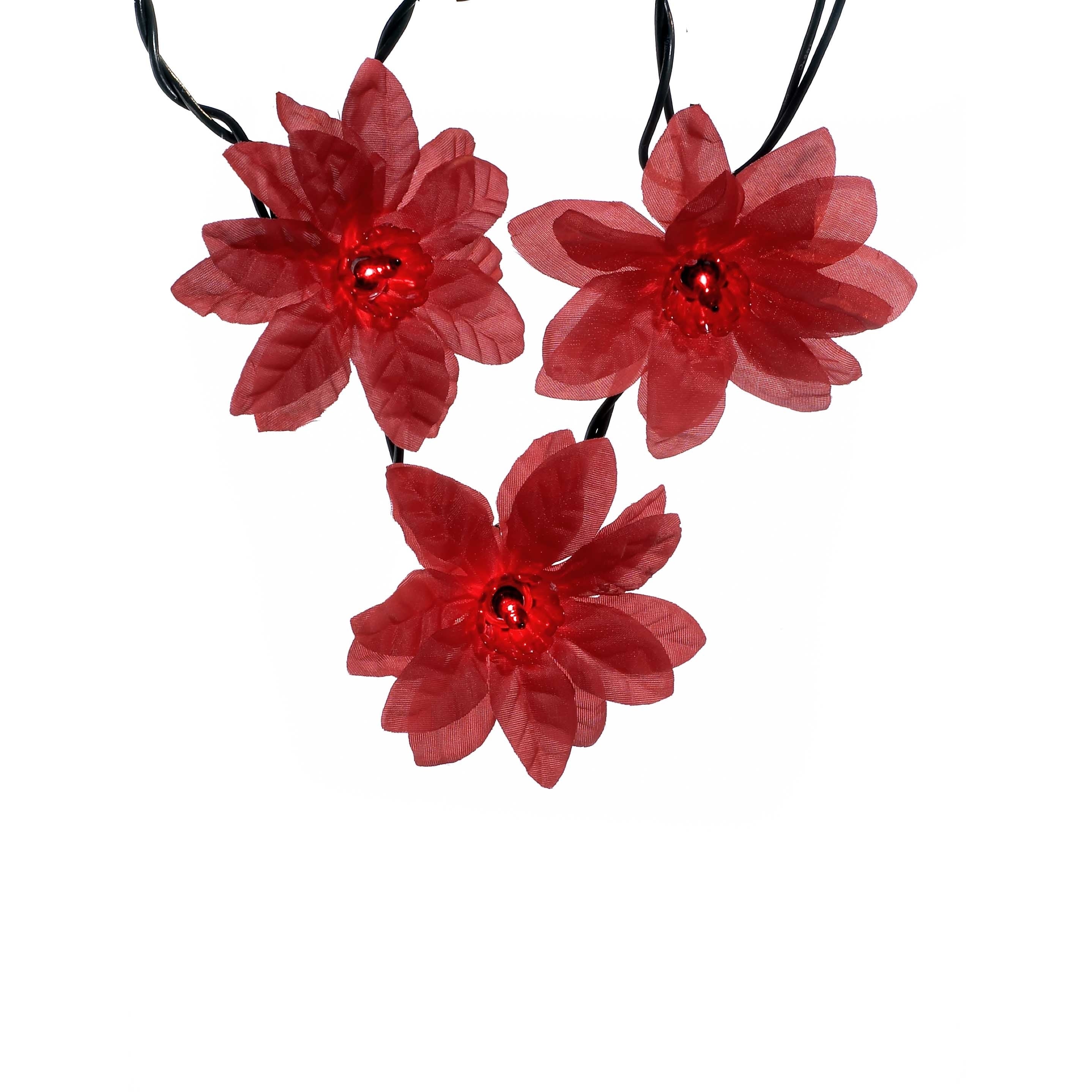 Kurt Adler 35-Light Red Poinsettia Light Set - Red Lights 6 Kurt Adler 35-Light Red Poinsettia Light Set - Red Lights