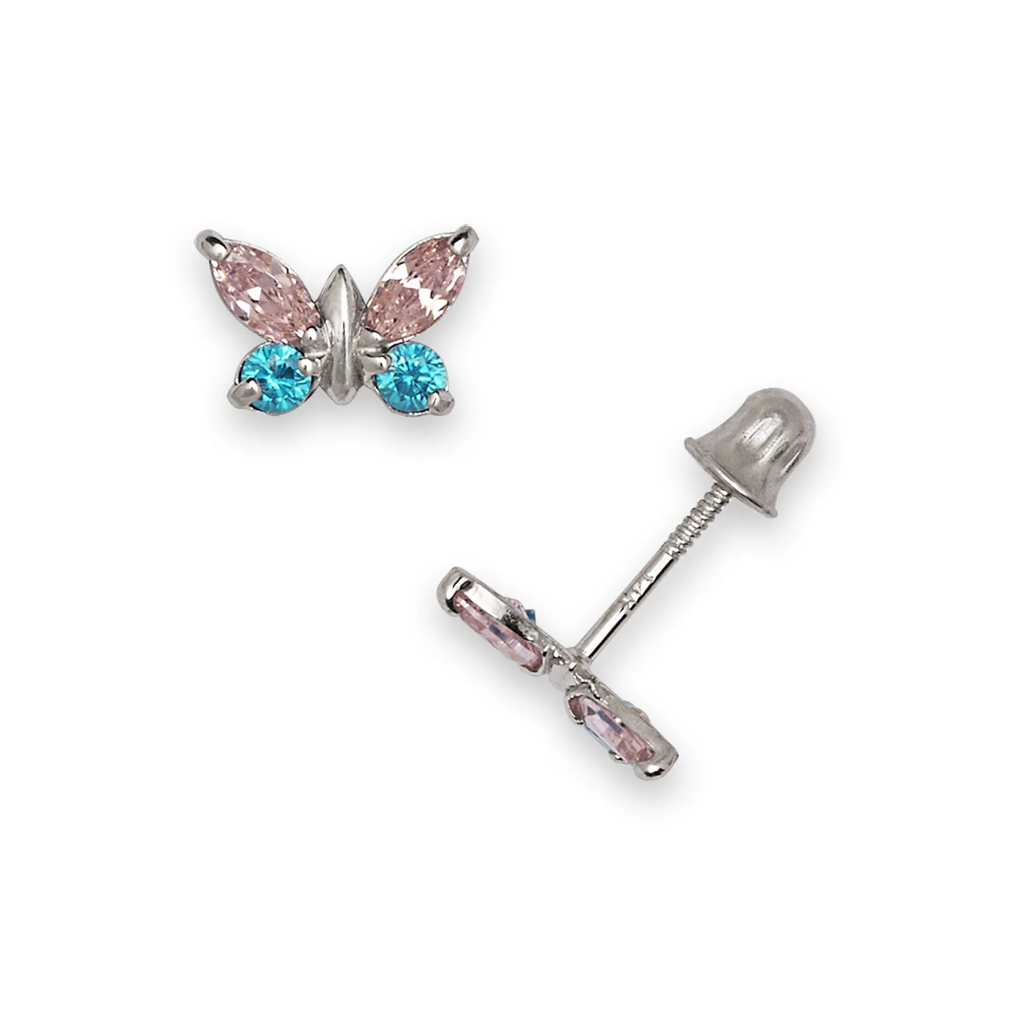 Curata 14k White Gold Marquise Cubic Zirconia Butterfly Screw Back Earrings 4 Curata 14k White Gold Marquise Cubic Zirconia Butterfly Screw Back Earrings