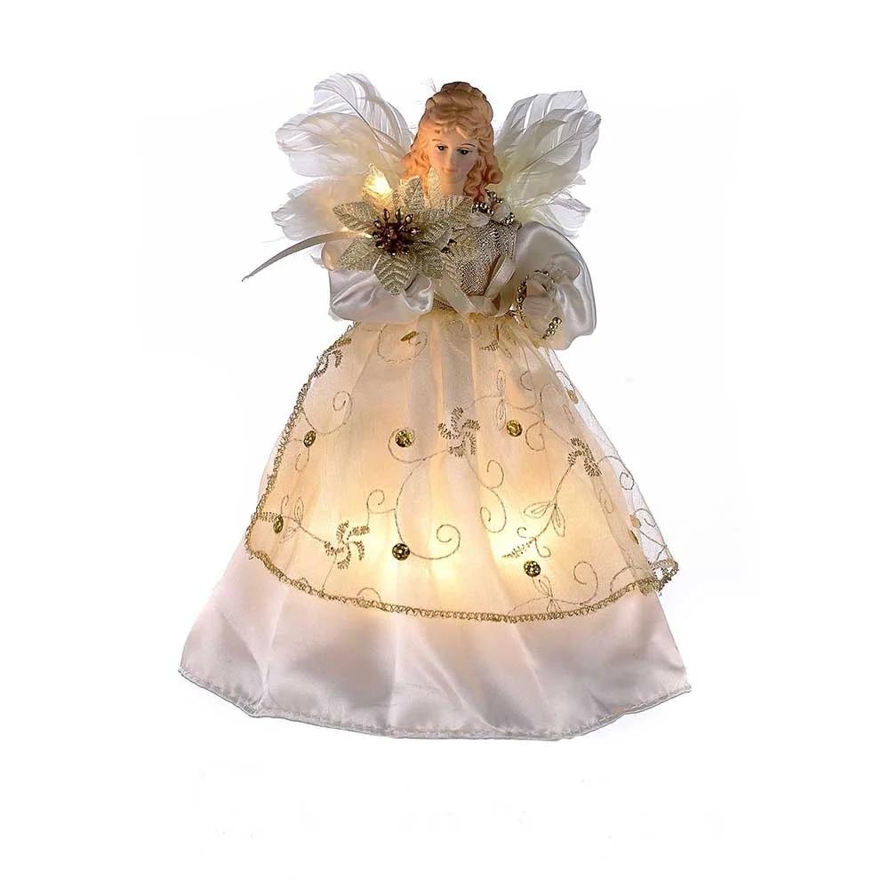 Kurt Adler 10-Light 9-Inch Ivory and Gold Angel Treetop - Multi 6 Kurt Adler 10-Light 9-Inch Ivory and Gold Angel Treetop - Multi