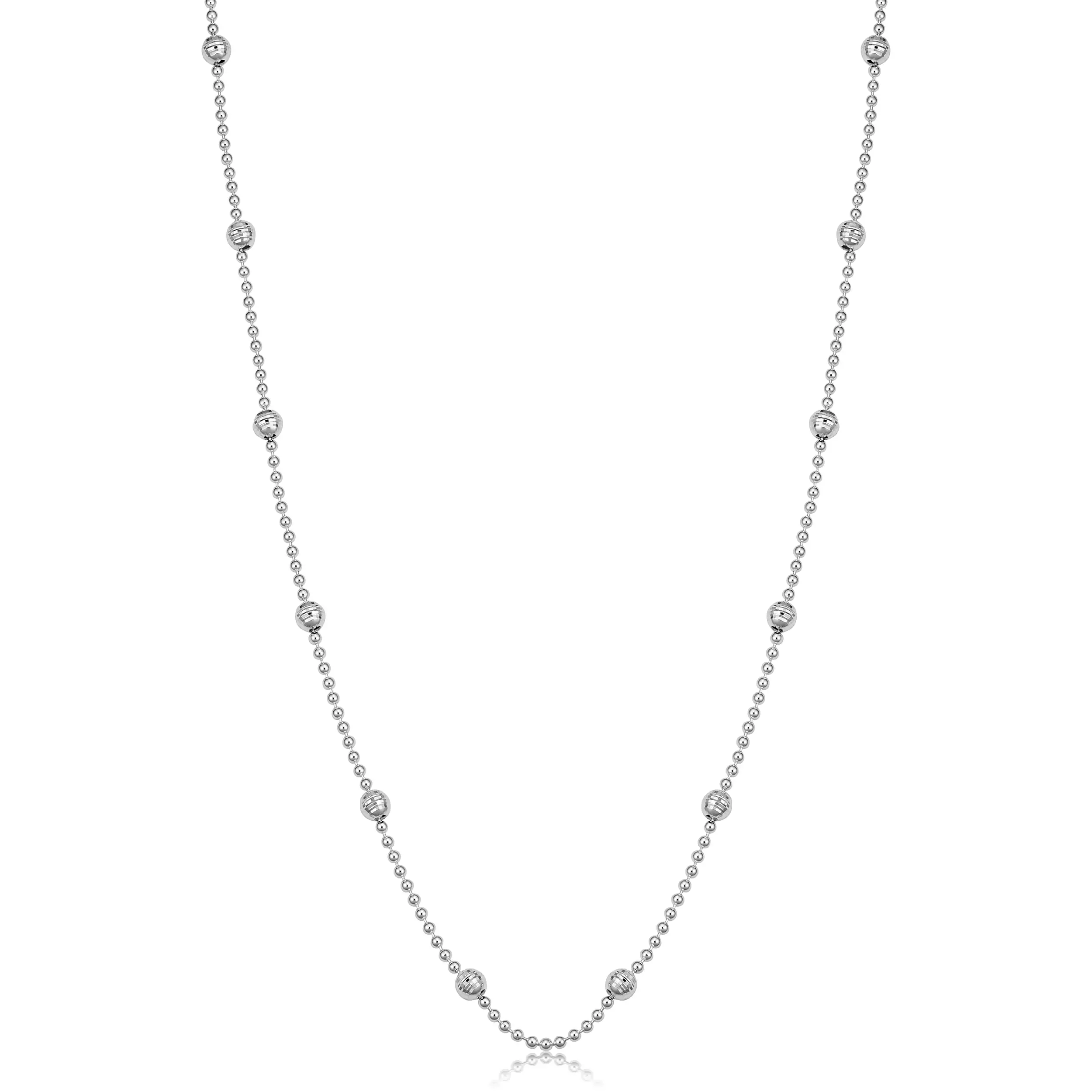 Fremada Sterling Silver Bead and Diamond-cut Ball Sation Necklace (20 - 36 inches)
