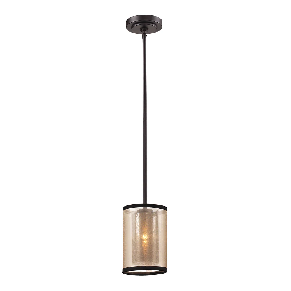 Elk Home Diffusion Oiled Bronze With Beige Organza 1 Light Pendant - Oil Rubbed Bronze