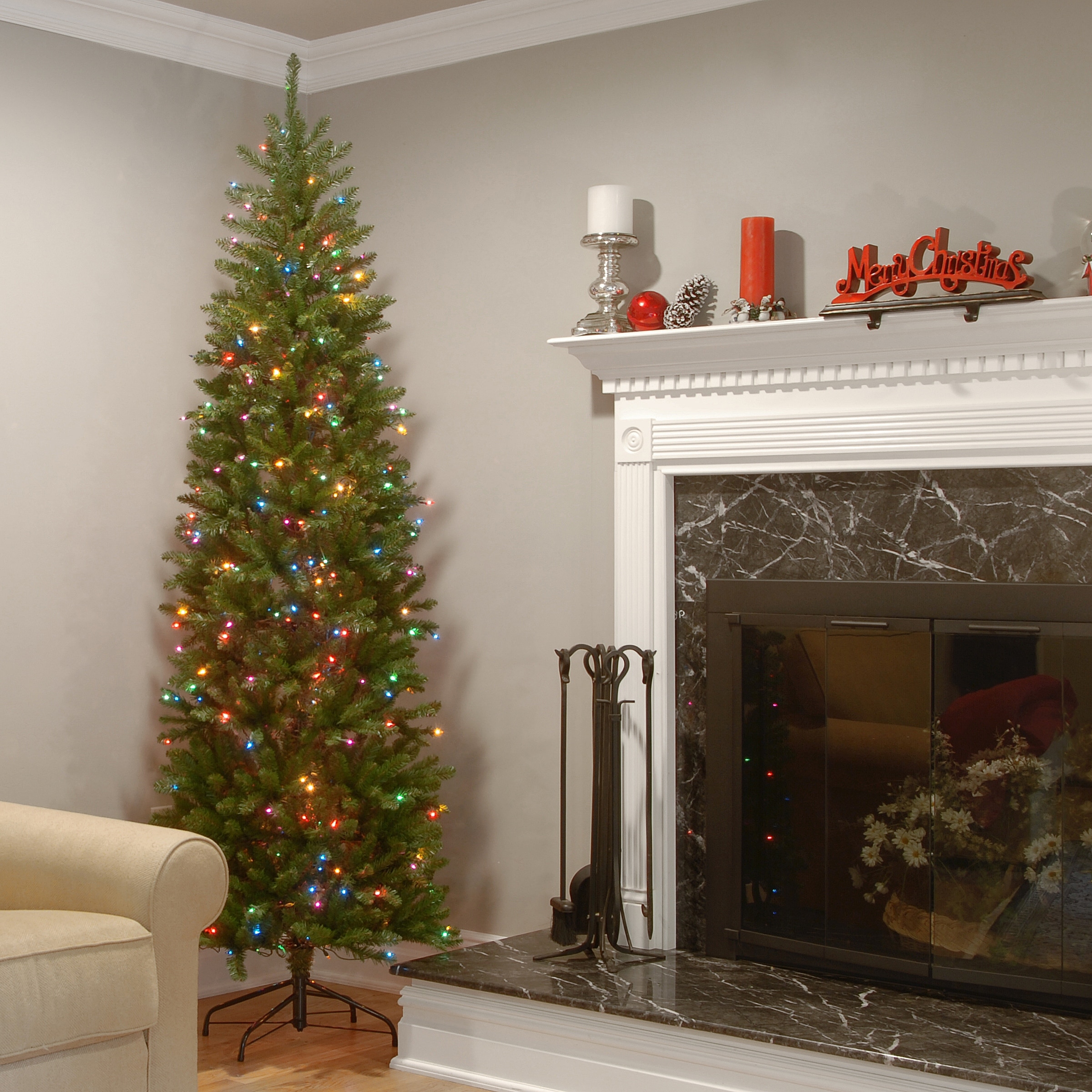 National Tree Company 7.5 ft.Kingswood Fir Pre-lit Pencil Tree - 7.5 Foot - 7.5 Foot - Green 1 National Tree Company 7.5 ft.Kingswood Fir Pre-lit Pencil Tree - 7.5 Foot - 7.5 Foot - Green