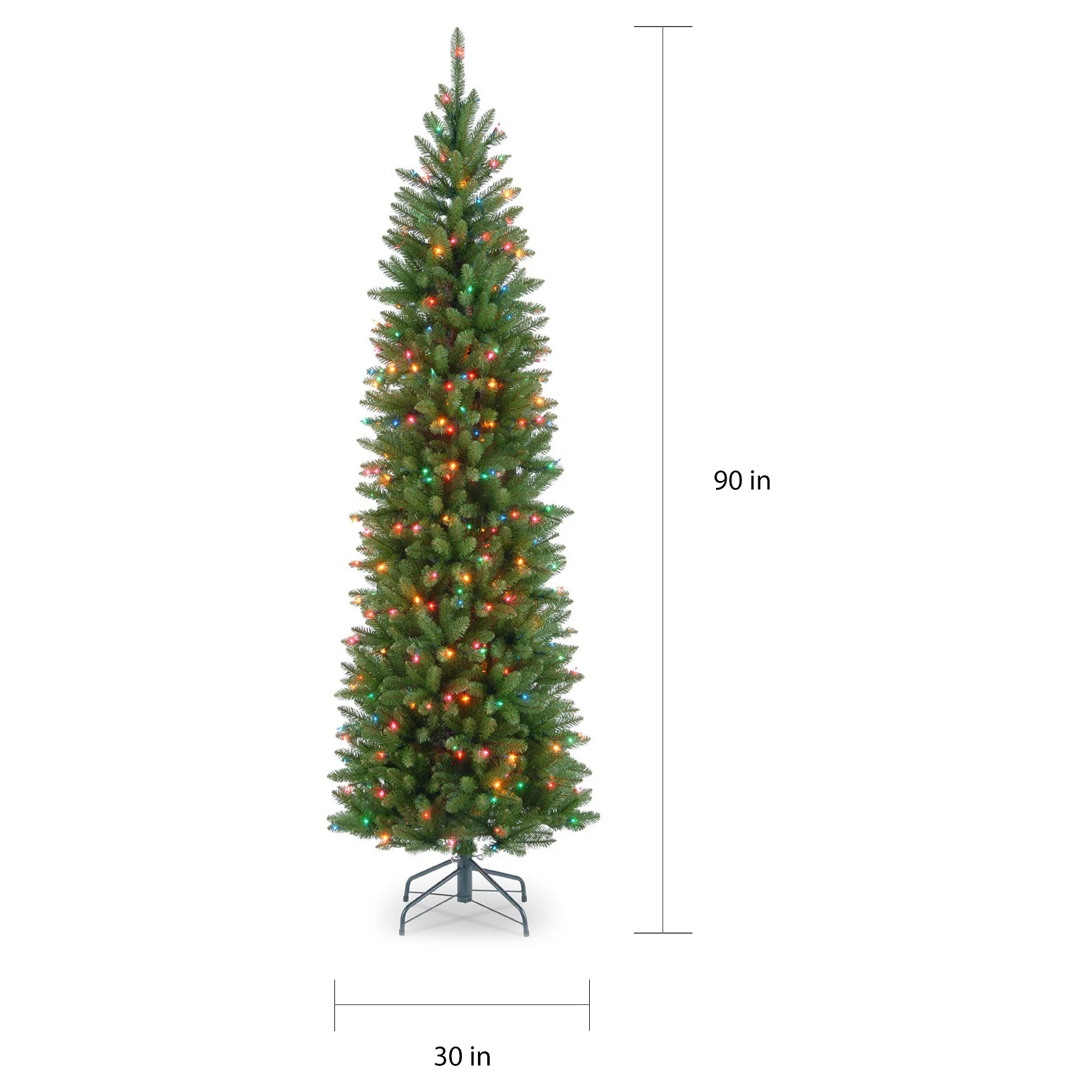National Tree Company 7.5 ft.Kingswood Fir Pre-lit Pencil Tree - 7.5 Foot - 7.5 Foot - Green 3 National Tree Company 7.5 ft.Kingswood Fir Pre-lit Pencil Tree - 7.5 Foot - 7.5 Foot - Green