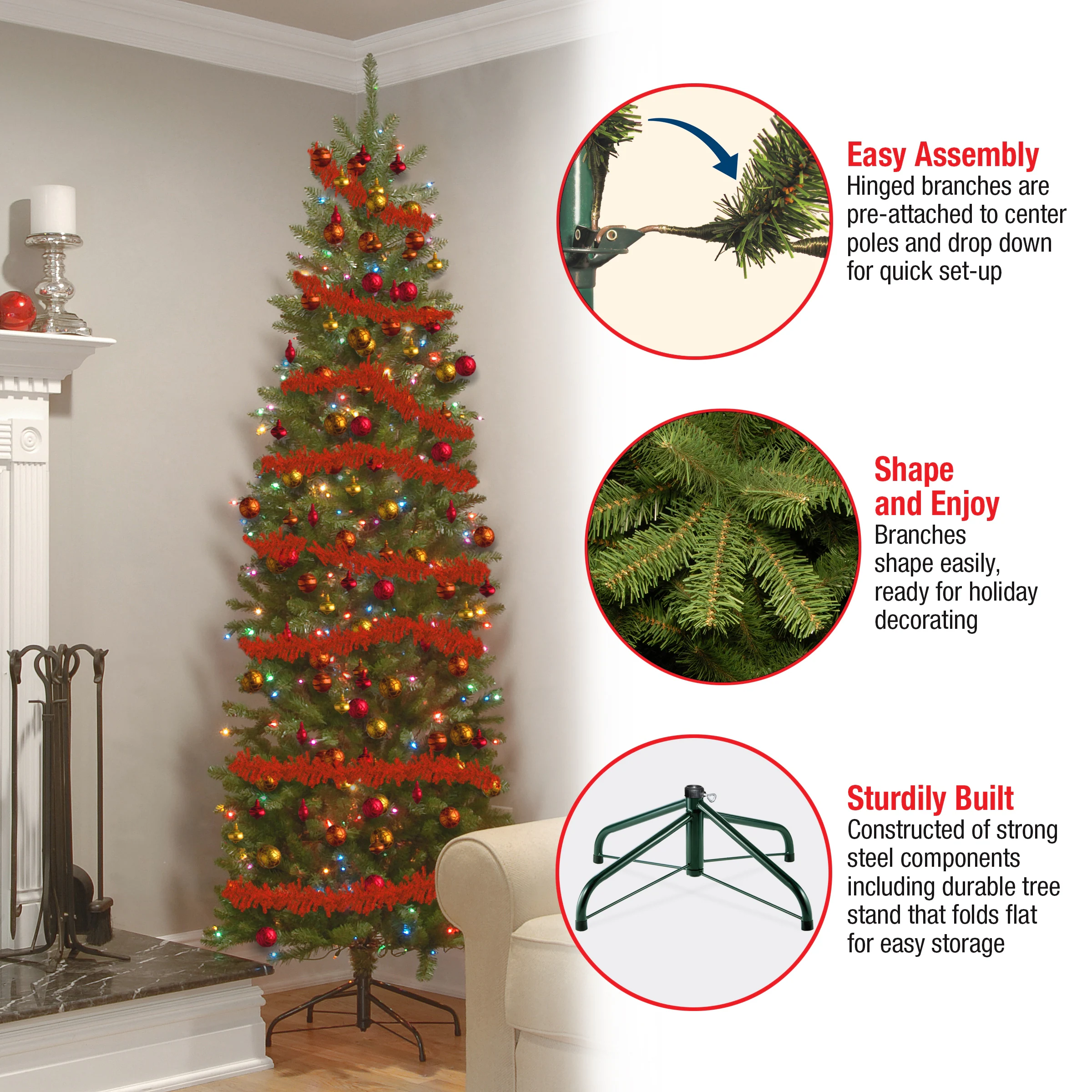 National Tree Company 7.5 ft.Kingswood Fir Pre-lit Pencil Tree - 7.5 Foot - 7.5 Foot - Green 7 National Tree Company 7.5 ft.Kingswood Fir Pre-lit Pencil Tree - 7.5 Foot - 7.5 Foot - Green