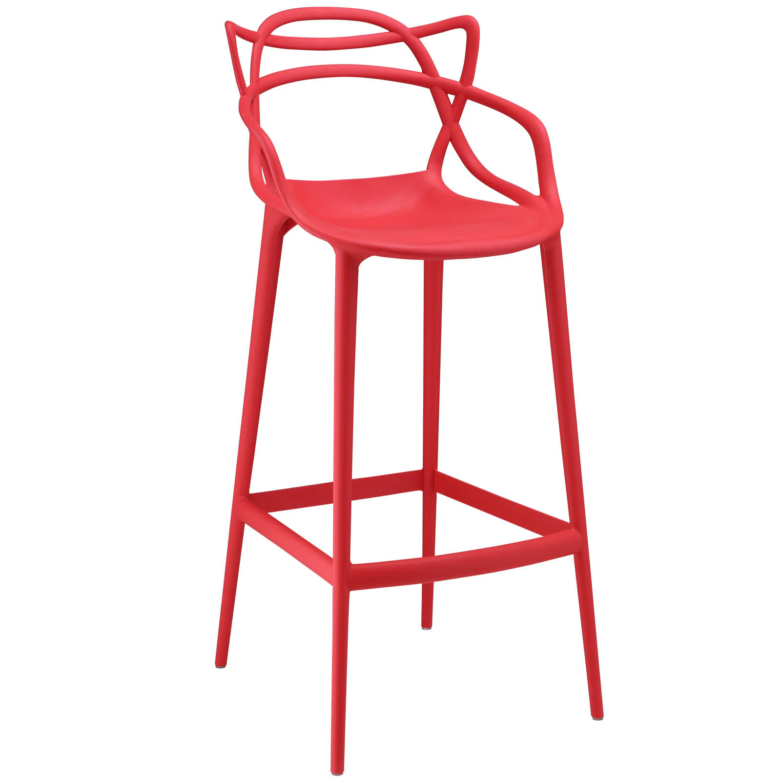 Modway Plastic Entangled Bar Stool - White