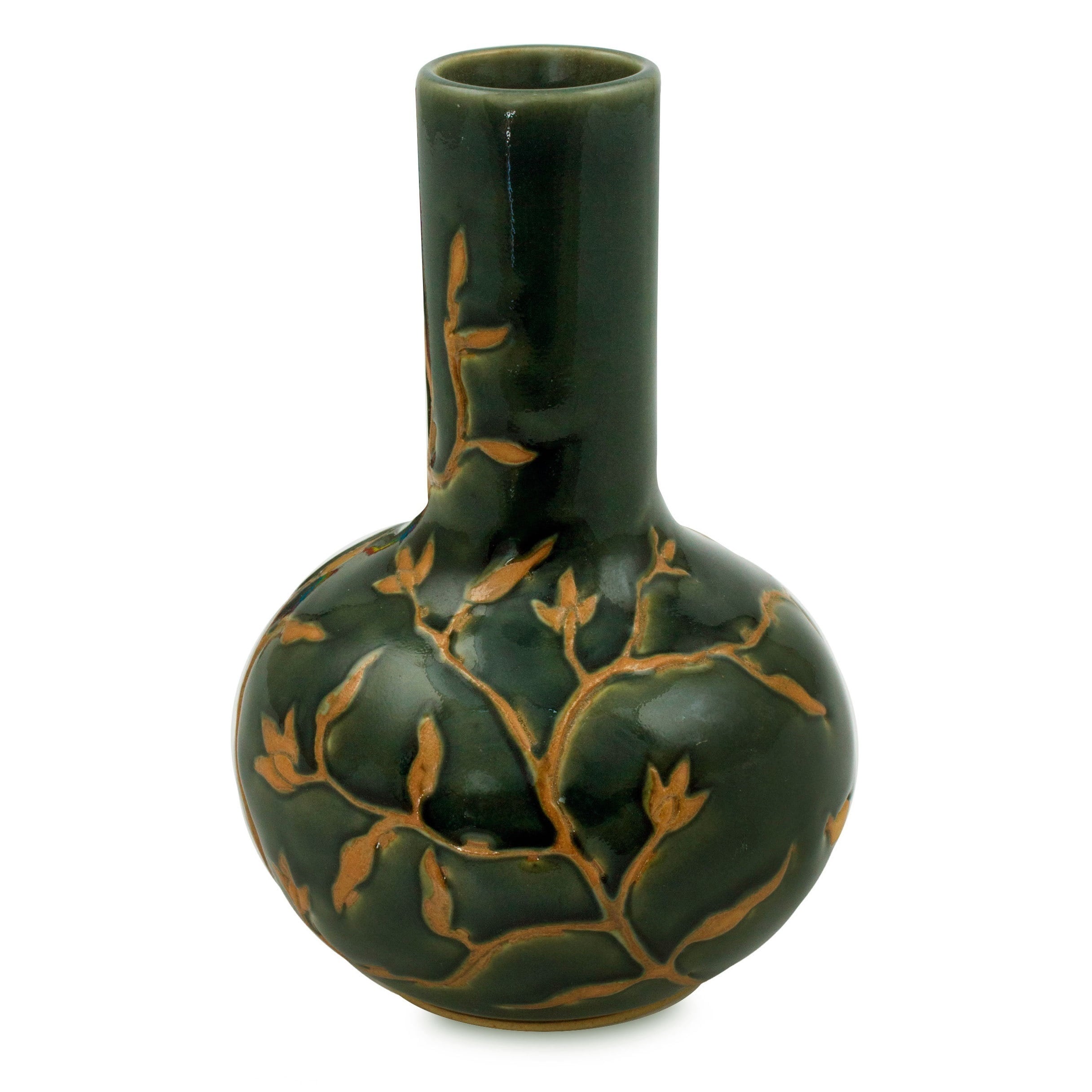Handmade Celadon Ceramic Forest Blooms Vase (Thailand) - Solid 7 Handmade Celadon Ceramic Forest Blooms Vase (Thailand) - Solid