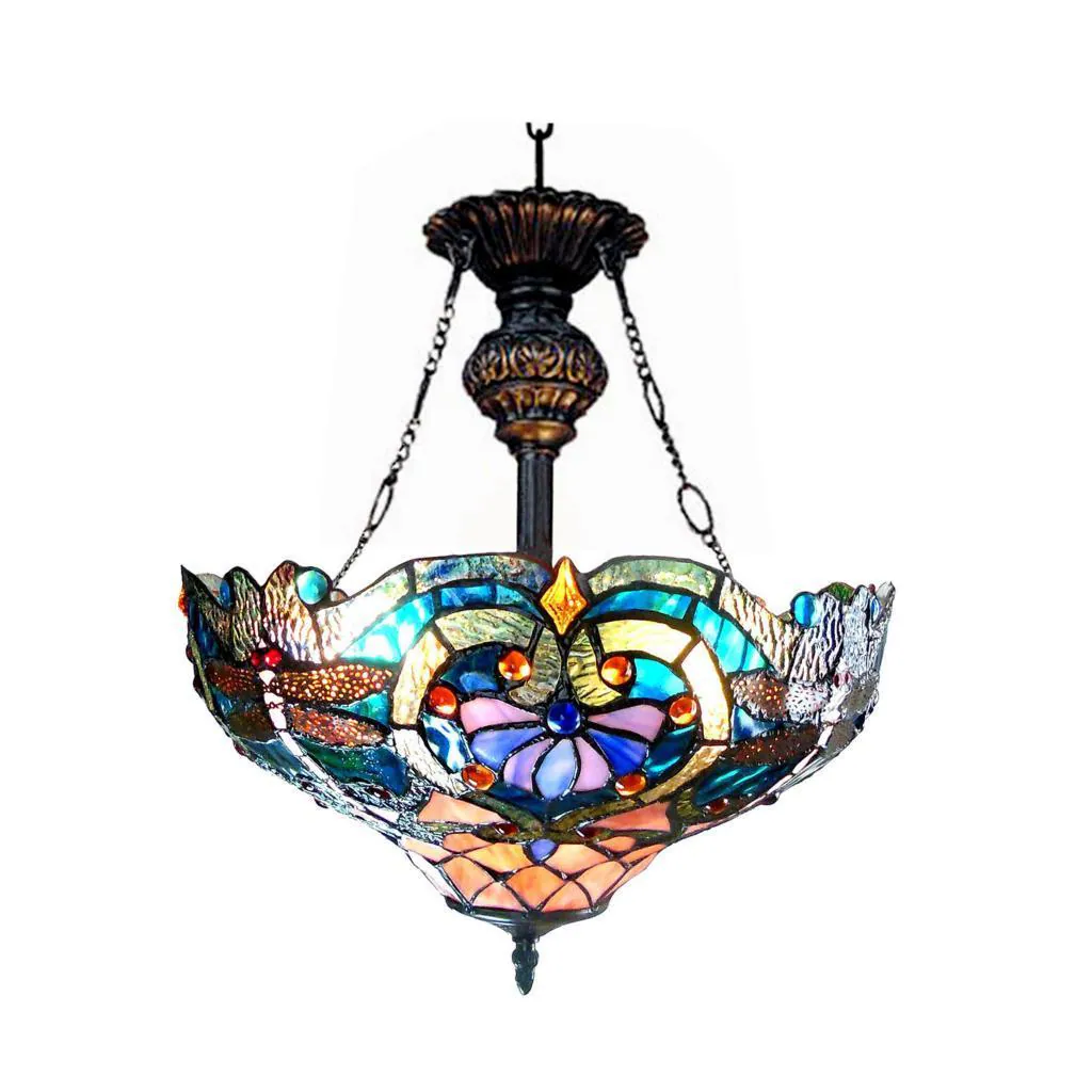 Tiffany-style Dragonfly 2-light Bronze Inverted Pendant - Bronze 1 Tiffany-style Dragonfly 2-light Bronze Inverted Pendant - Bronze