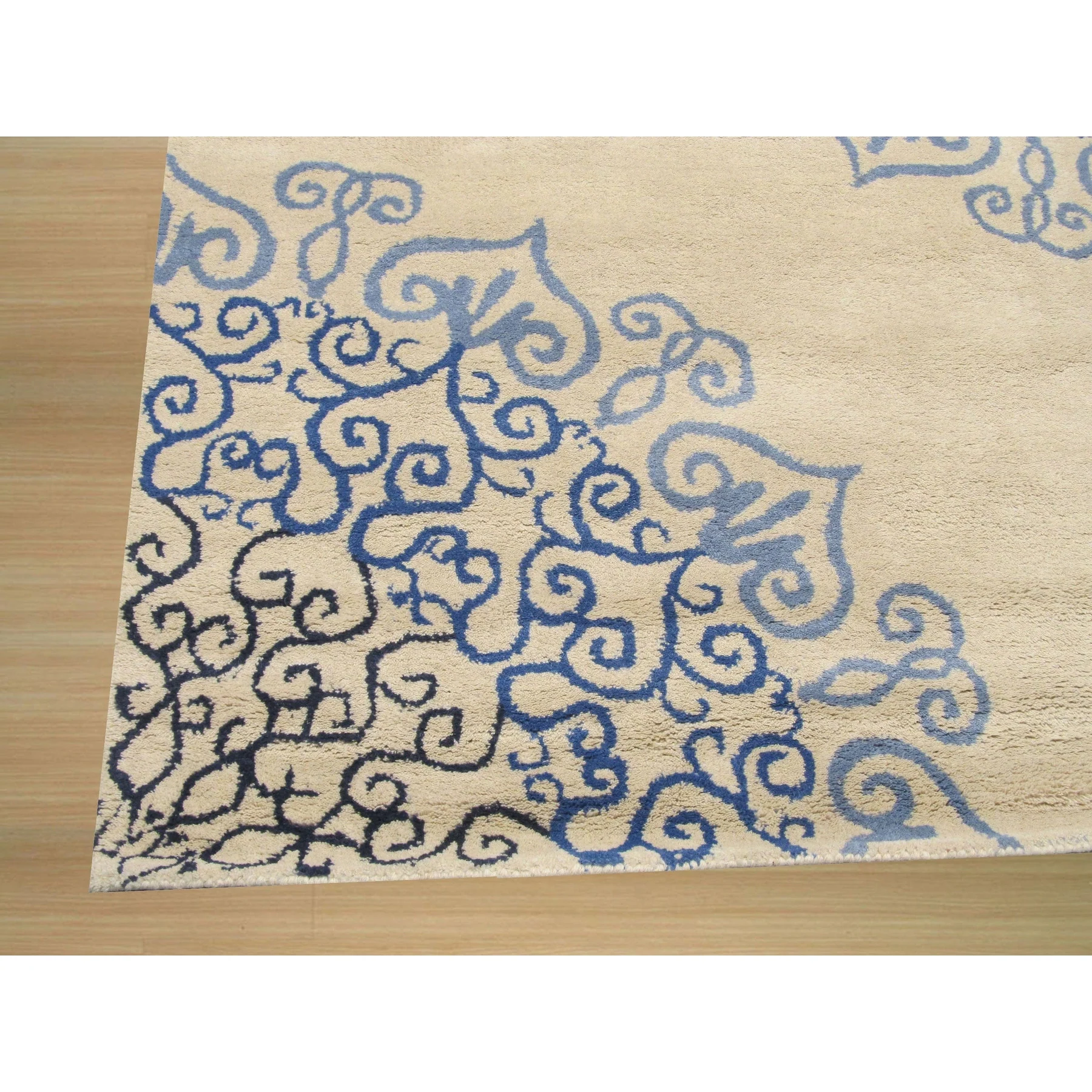 Hand-tufted Wool Blue Transitional Oriental Modern Naiin Rug - 8' Round - Blue