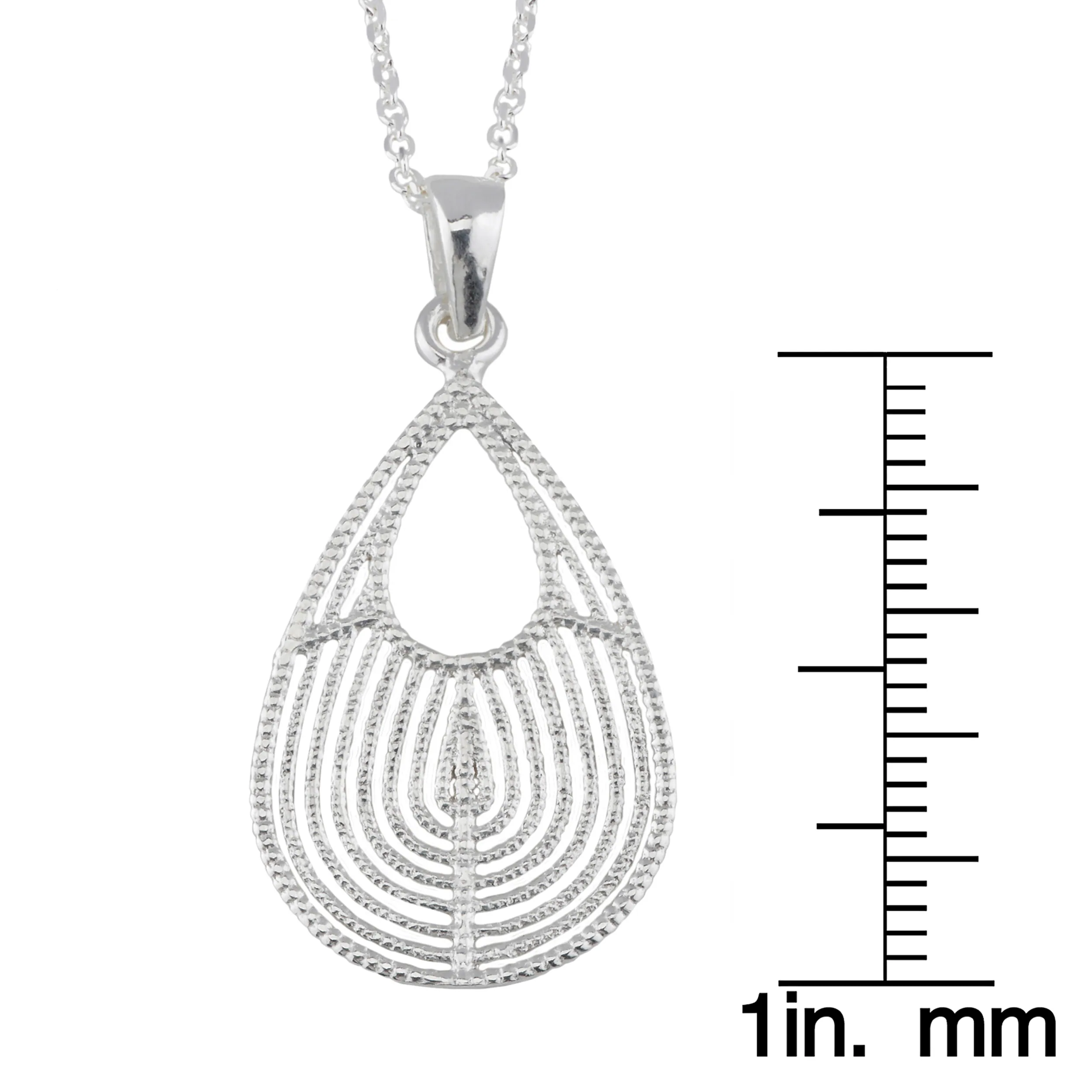 Fremada Sterling Silver Textured Graduated Teardrop Pendant - White - 18 Inch 4 Fremada Sterling Silver Textured Graduated Teardrop Pendant - White - 18 Inch