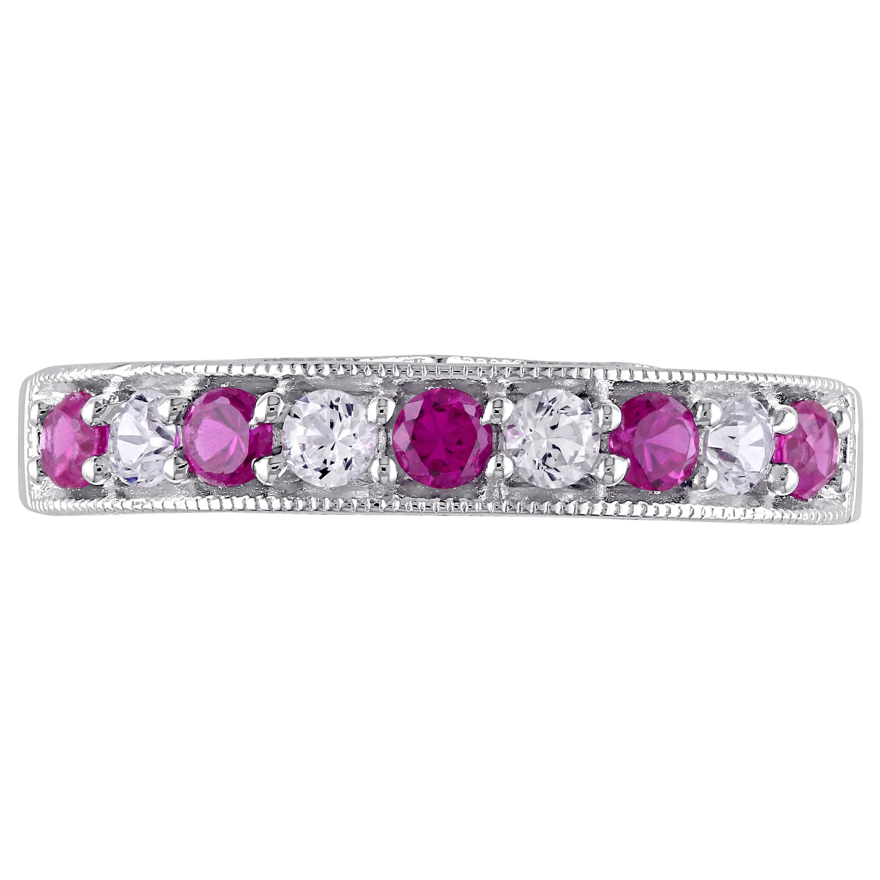 Miadora Sterling Silver Created Ruby and White Sapphire Ring 4 Miadora Sterling Silver Created Ruby and White Sapphire Ring