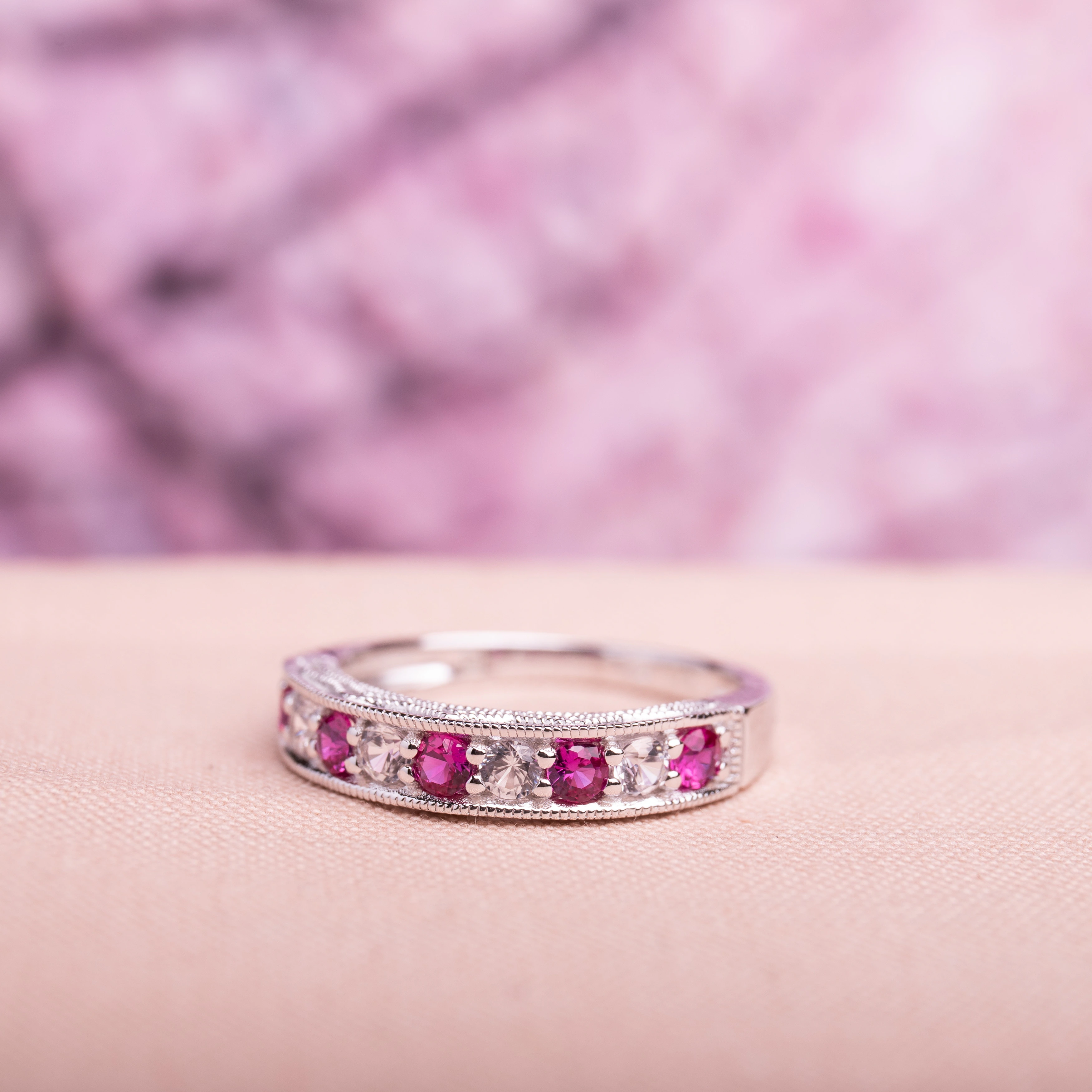 Miadora Sterling Silver Created Ruby and White Sapphire Ring 5 Miadora Sterling Silver Created Ruby and White Sapphire Ring
