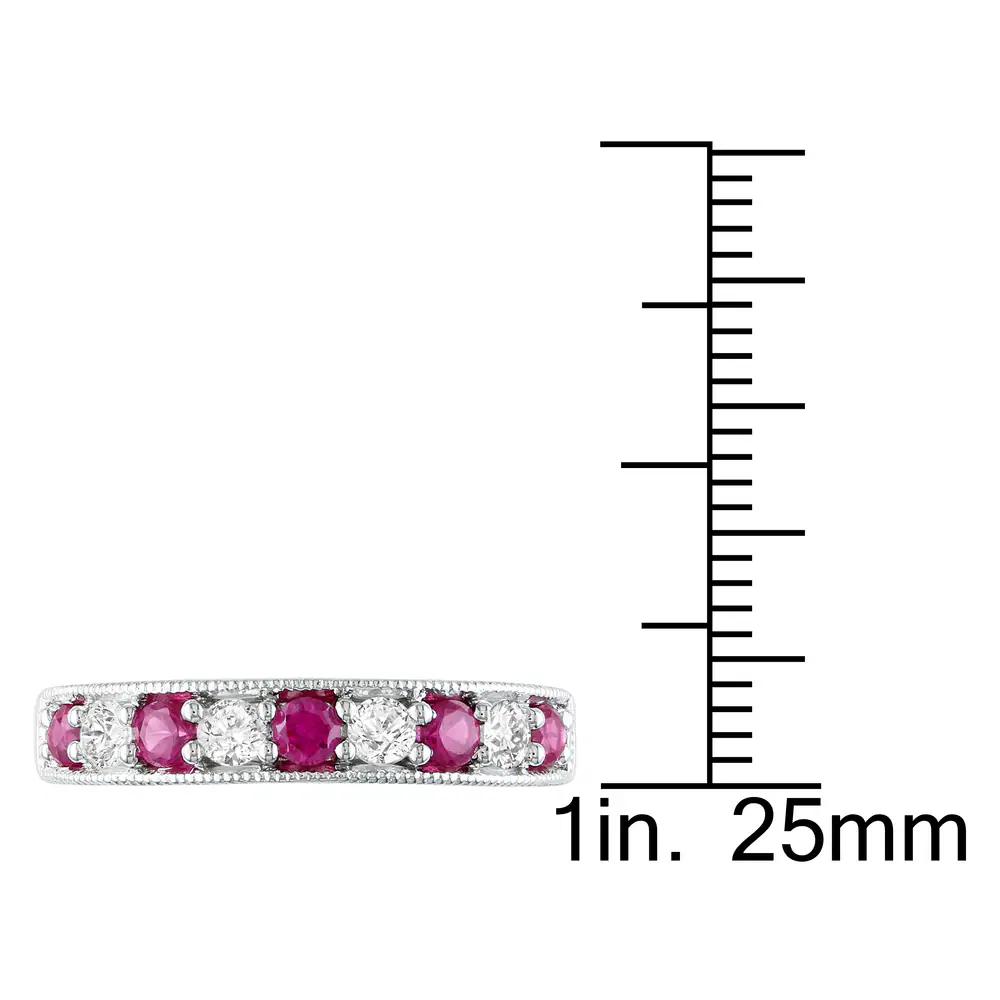 Miadora Sterling Silver Created Ruby and White Sapphire Ring 8 Miadora Sterling Silver Created Ruby and White Sapphire Ring