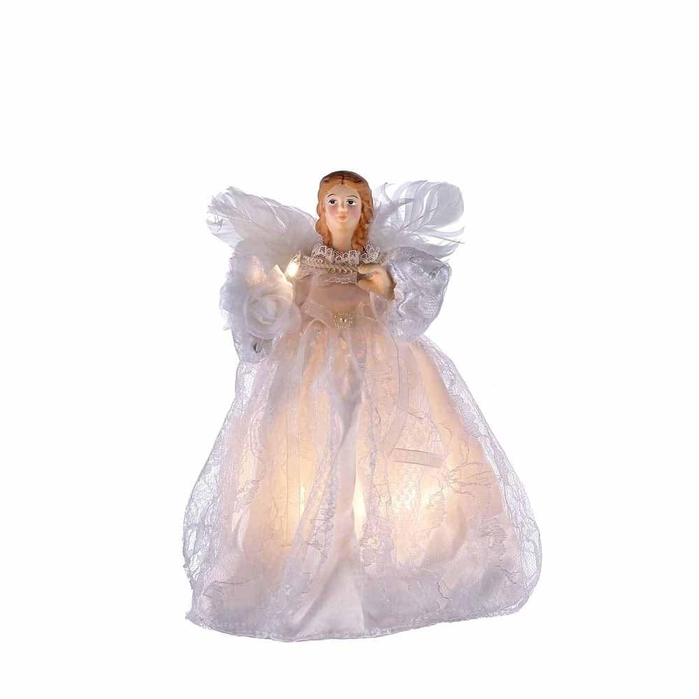 Kurt Adler 10-Light 9-Inch White Angel Treetop - Multi