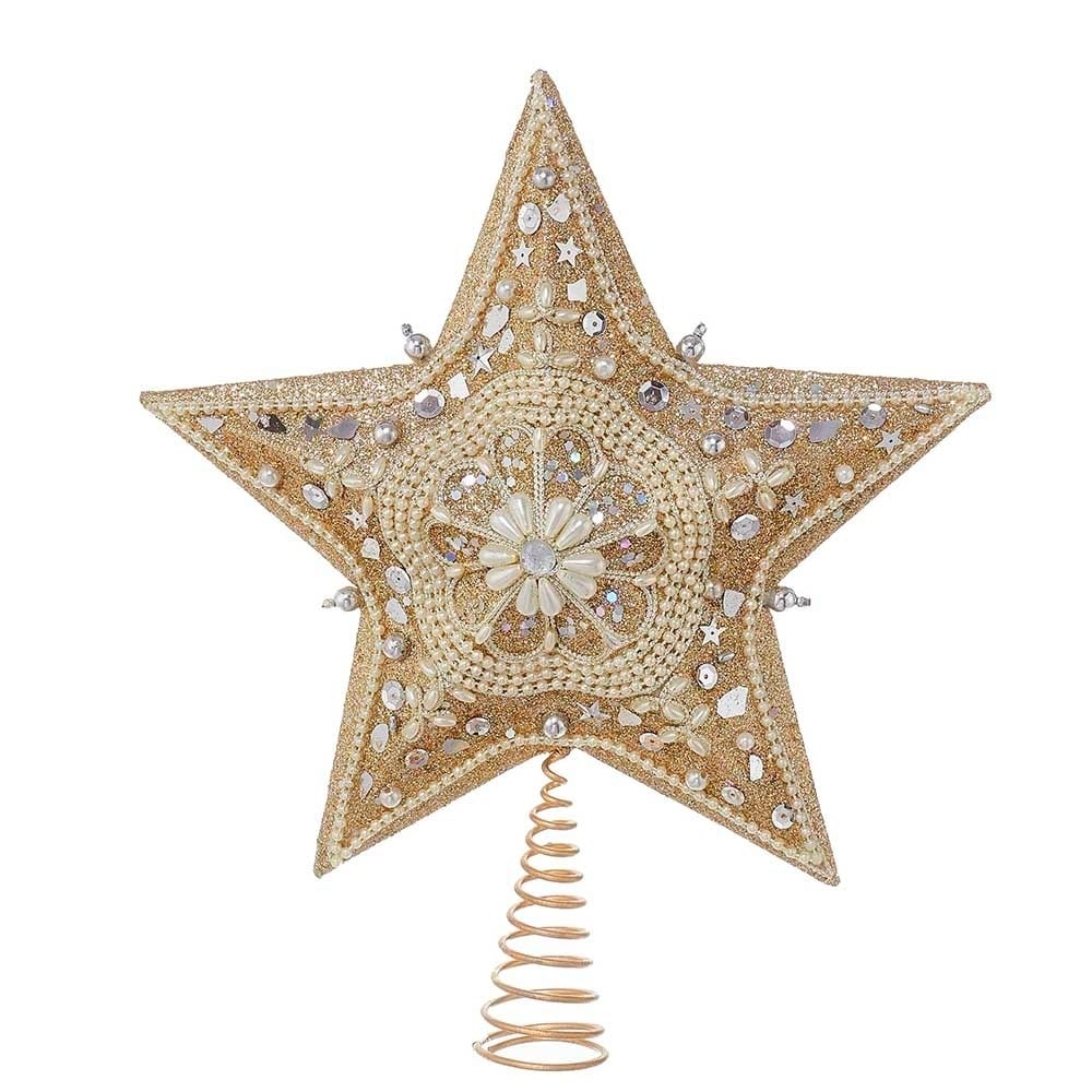 Kurt Adler 13.5-Inch Platinum Star Treetop with Glitter - Multi 11 Kurt Adler 13.5-Inch Platinum Star Treetop with Glitter - Multi