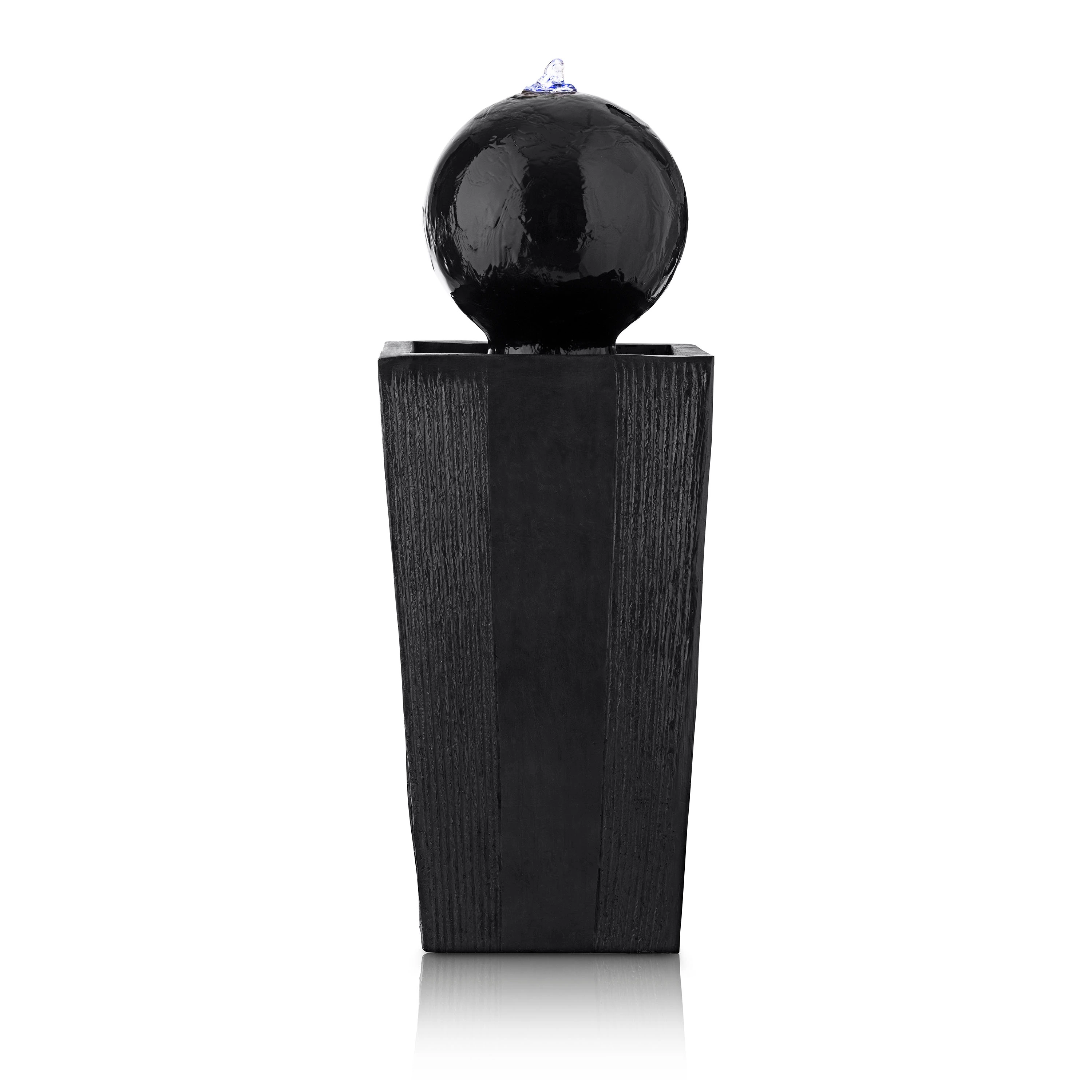 Alpine Corporation GIL786 33" Black Outdoor Modern Sphere Pedestal Water Fountain with LED Lights - Black - Floor - Glass 8 Alpine Corporation GIL786 33" Black Outdoor Modern Sphere Pedestal Water Fountain with LED Lights - Black - Floor - Glass
