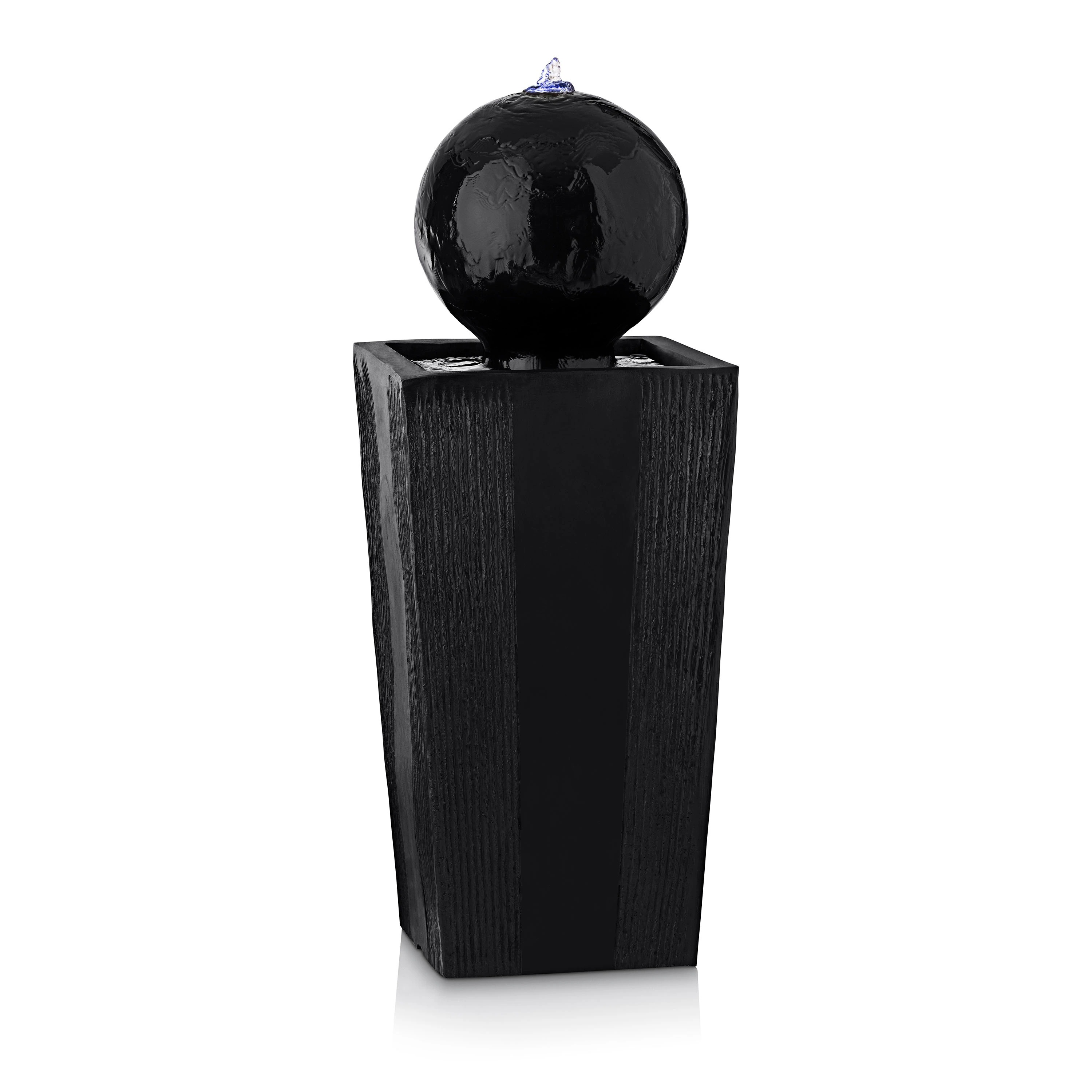 Alpine Corporation GIL786 33" Black Outdoor Modern Sphere Pedestal Water Fountain with LED Lights - Black - Floor - Glass 9 Alpine Corporation GIL786 33" Black Outdoor Modern Sphere Pedestal Water Fountain with LED Lights - Black - Floor - Glass