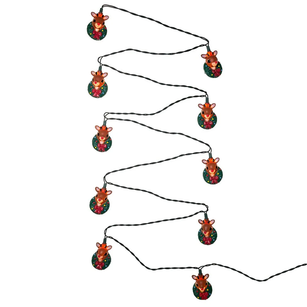 Kurt Adler 10-Light Rudolph Head with Wreath Light Set - Multi 2 Kurt Adler 10-Light Rudolph Head with Wreath Light Set - Multi