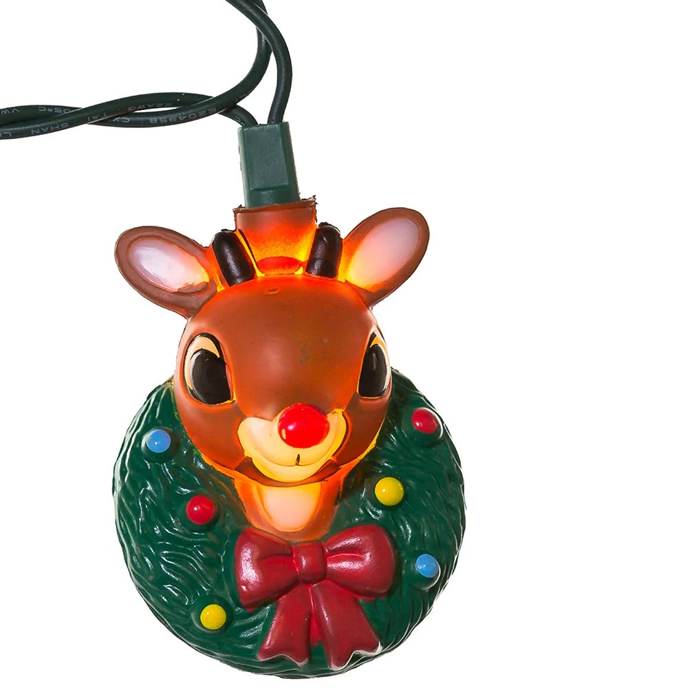 Kurt Adler 10-Light Rudolph Head with Wreath Light Set - Multi 3 Kurt Adler 10-Light Rudolph Head with Wreath Light Set - Multi