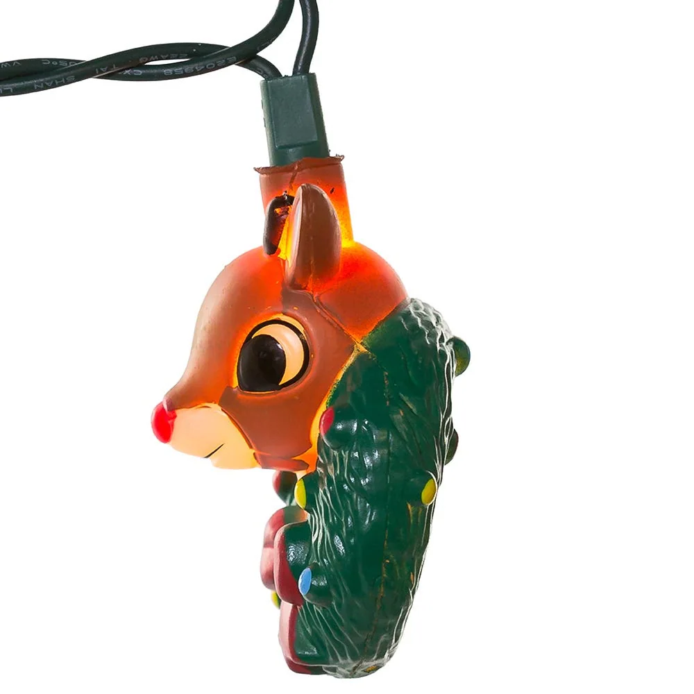 Kurt Adler 10-Light Rudolph Head with Wreath Light Set - Multi 5 Kurt Adler 10-Light Rudolph Head with Wreath Light Set - Multi