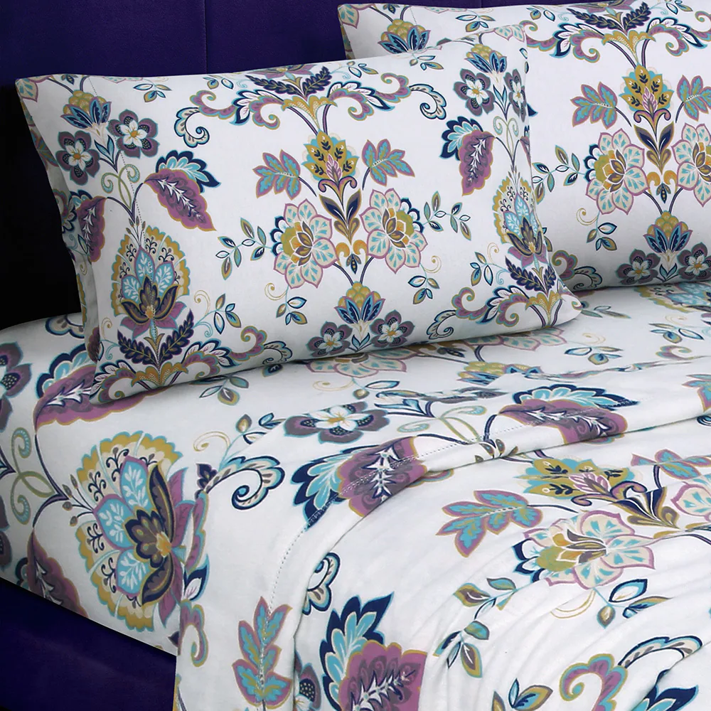 Hemstitched Abstract Paisley Printed Deep Pocket Flannel Bed Sheet Set 11 Hemstitched Abstract Paisley Printed Deep Pocket Flannel Bed Sheet Set