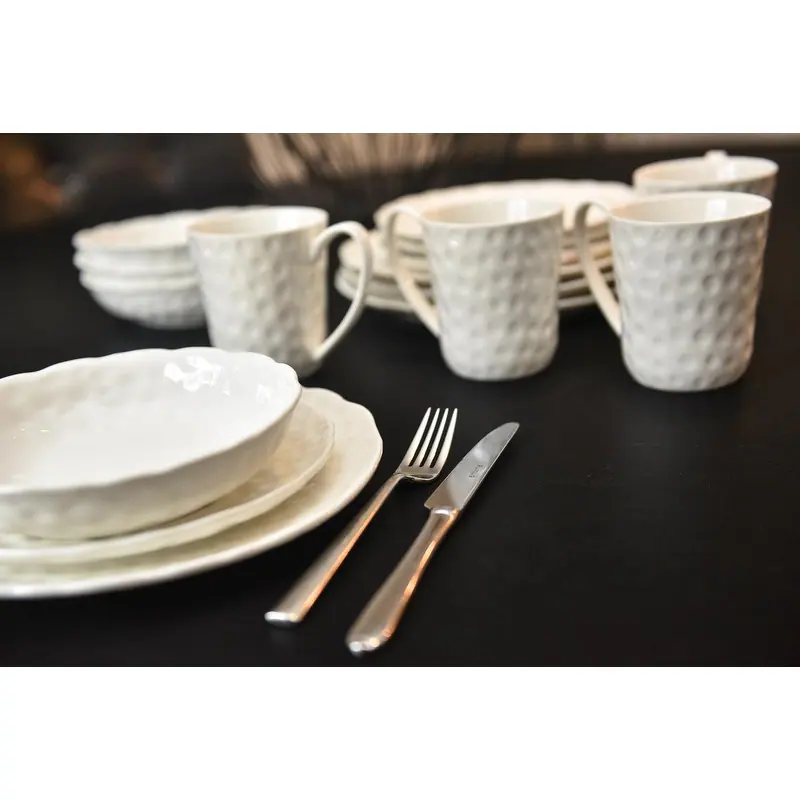 Red Vanilla Marble Dinner Plates 10.25" (Set of 6) - White - 6 Piece