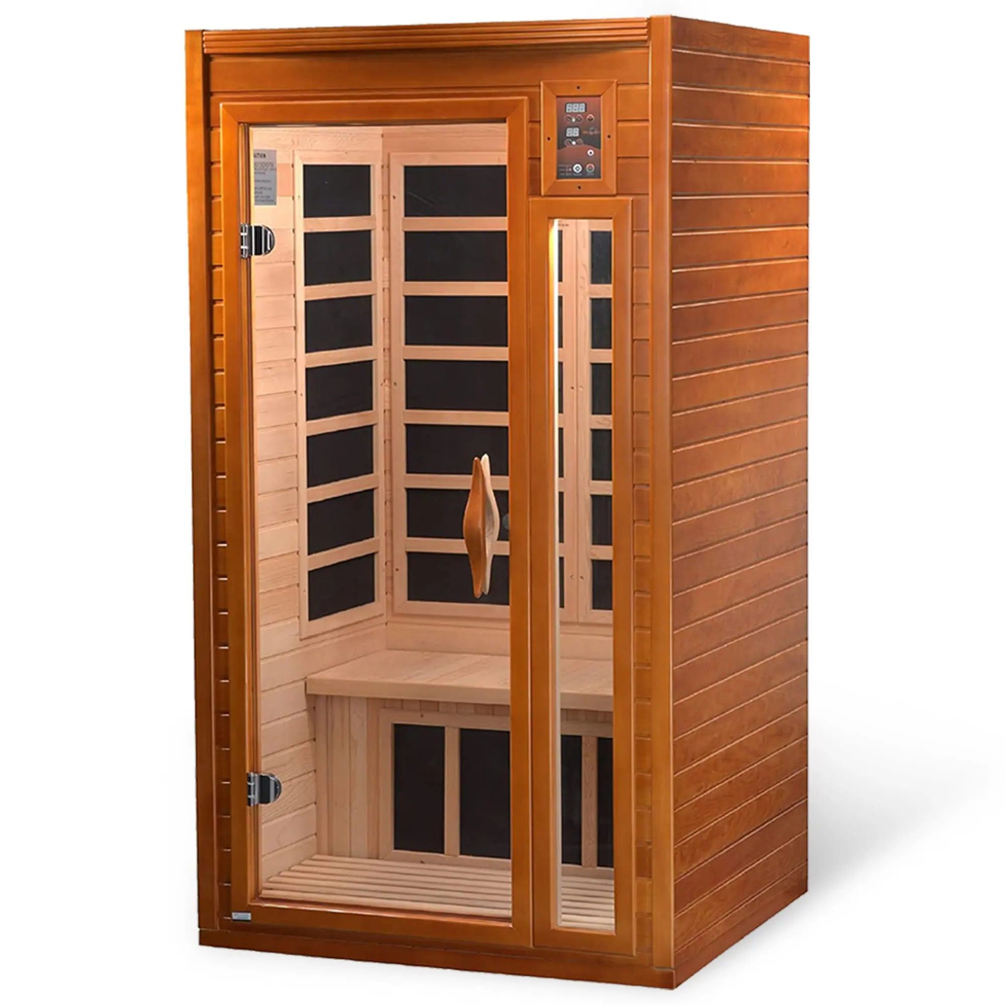 Dynamic Saunas Barcelona 1 to 2 Person Hemlock Wood Infrared Sauna For Home - Brown
