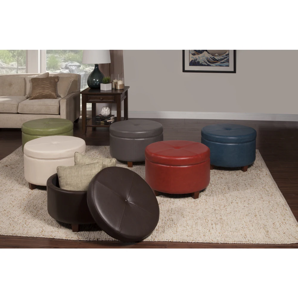 Porch & Den Rockwell Charcoal Grey Leatherette Round Storage Ottoman - Grey 11 Porch & Den Rockwell Charcoal Grey Leatherette Round Storage Ottoman - Grey