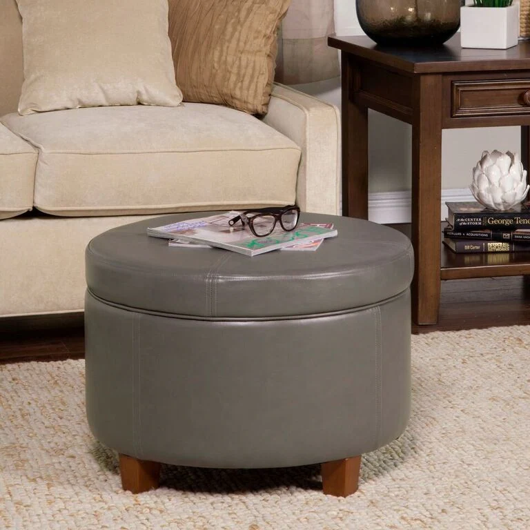 Porch & Den Rockwell Charcoal Grey Leatherette Round Storage Ottoman - Grey 12 Porch & Den Rockwell Charcoal Grey Leatherette Round Storage Ottoman - Grey