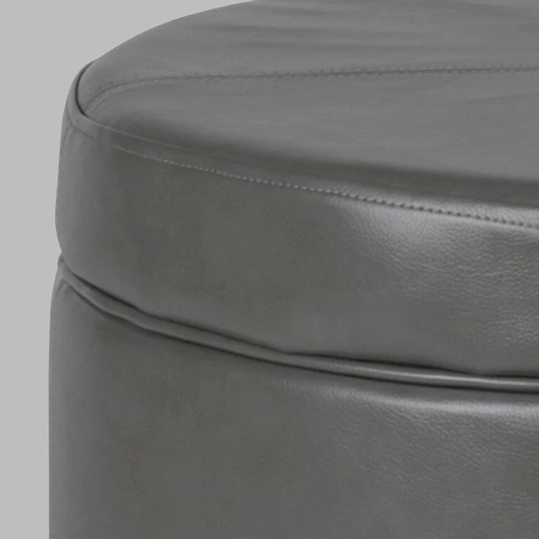 Porch & Den Rockwell Charcoal Grey Leatherette Round Storage Ottoman - Grey 7 Porch & Den Rockwell Charcoal Grey Leatherette Round Storage Ottoman - Grey