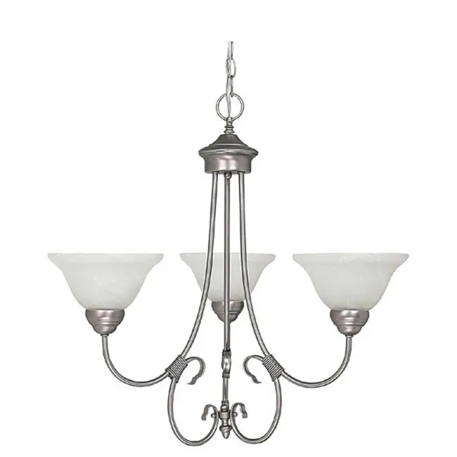 Hometown 3-light Matte Nickel Chandelier - Matte Nickel - Matte Nickel 2 Hometown 3-light Matte Nickel Chandelier - Matte Nickel - Matte Nickel
