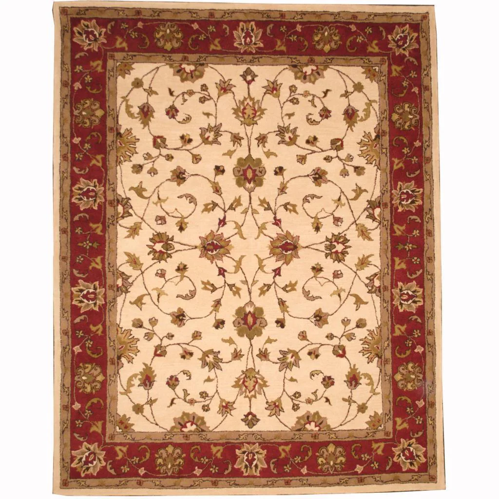 Handmade Tabriz Wool Rug (India) - 8' x 10' - 8' x 10' - Ivory/Rust 9 Handmade Tabriz Wool Rug (India) - 8' x 10' - 8' x 10' - Ivory/Rust