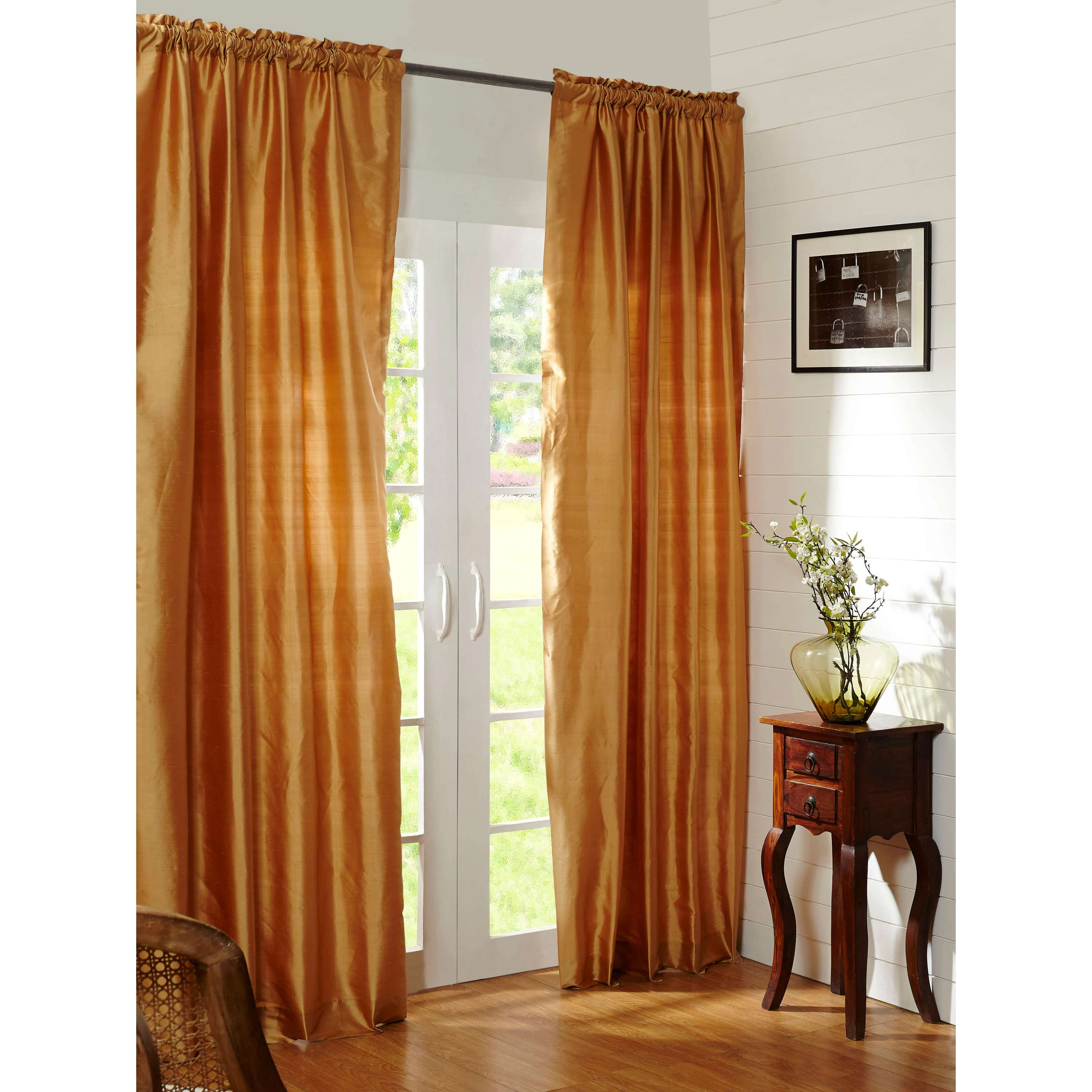 Dupioni Silk Rod Pocket 96-inch Curtain Panel - 42 x 96 25 Dupioni Silk Rod Pocket 96-inch Curtain Panel - 42 x 96