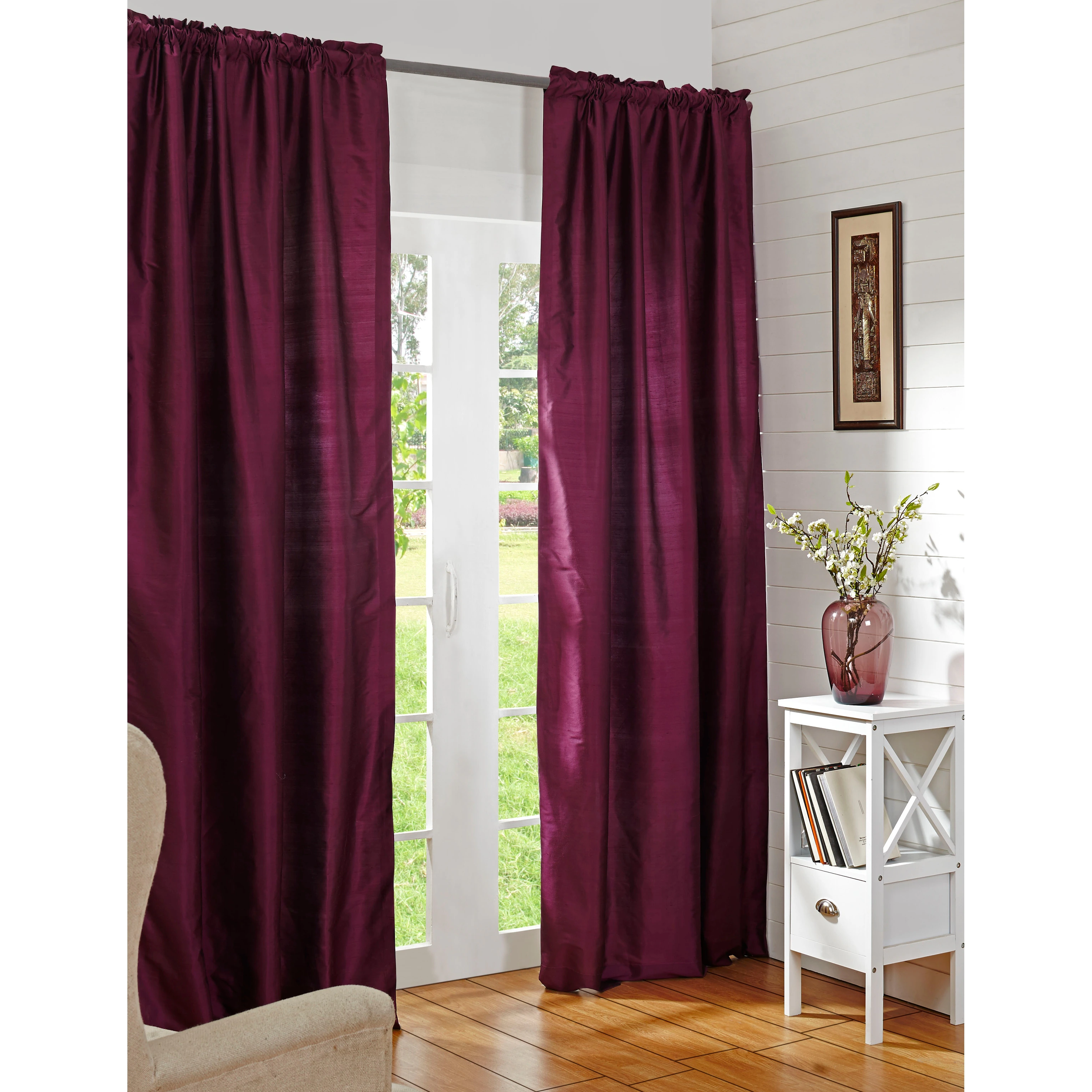 Dupioni Silk Rod Pocket 96-inch Curtain Panel - 42 x 96 28 Dupioni Silk Rod Pocket 96-inch Curtain Panel - 42 x 96