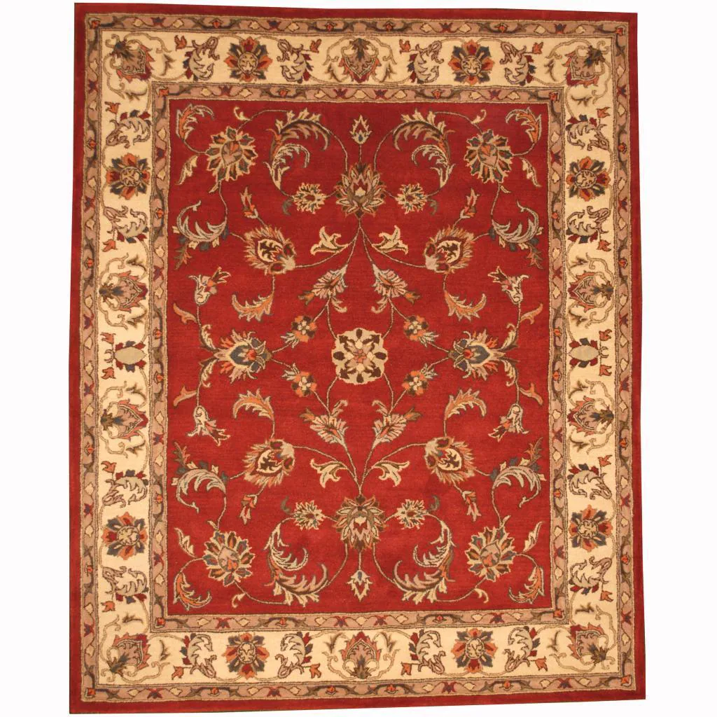 Handmade Tabriz Wool Rug (India) - 8' x 10' - 8' x 10' - Rust/Beige