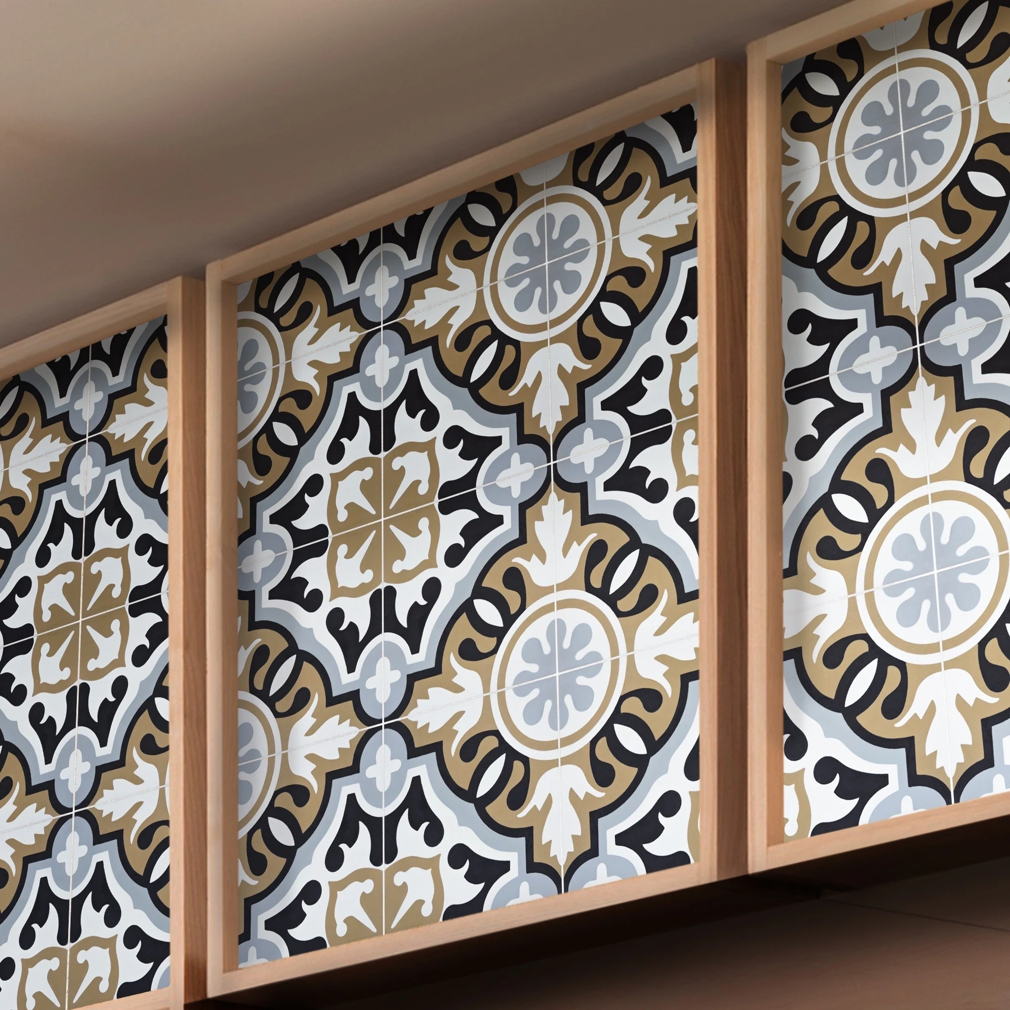 Handmade Baha in Brown, Black, Grey Tile, Pack of 12 (Morocco) 6 Handmade Baha in Brown, Black, Grey Tile, Pack of 12 (Morocco)