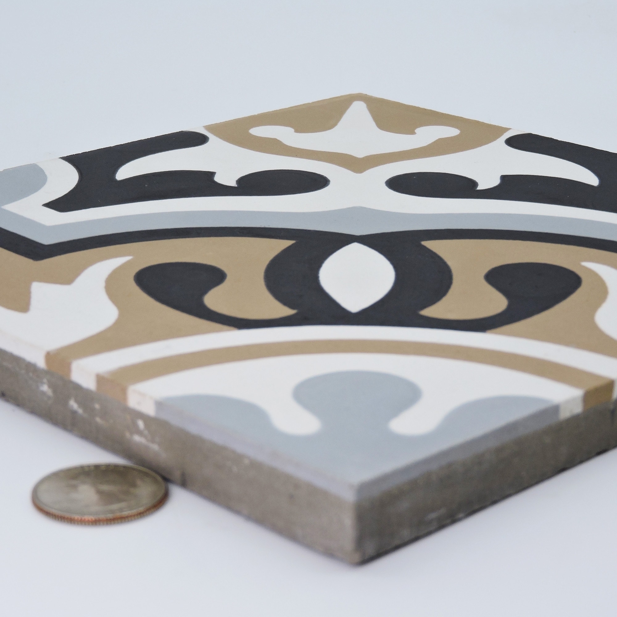 Handmade Baha in Brown, Black, Grey Tile, Pack of 12 (Morocco) 7 Handmade Baha in Brown, Black, Grey Tile, Pack of 12 (Morocco)