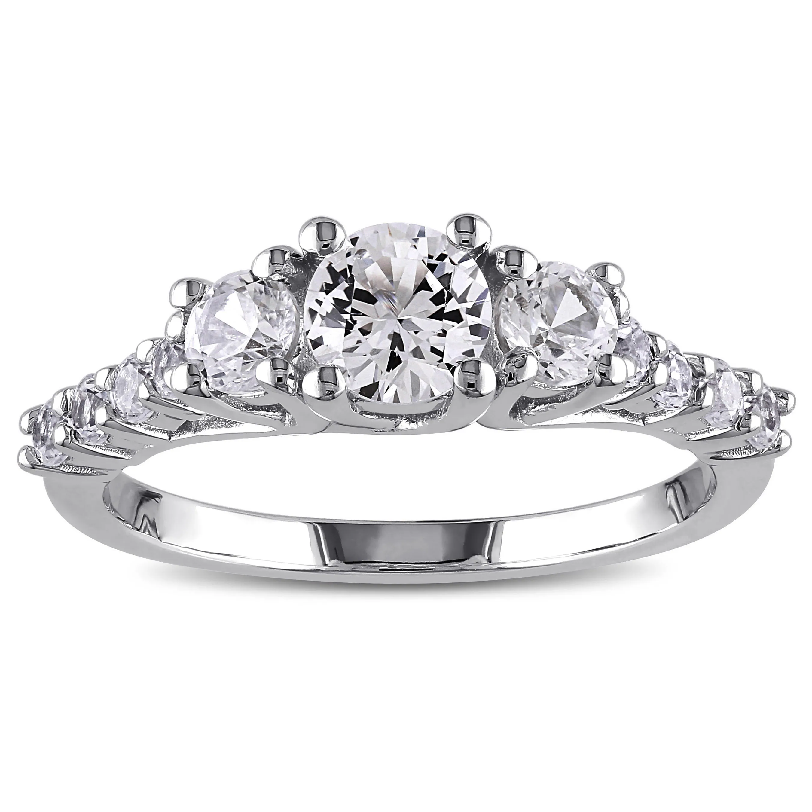 Miadora Sterling Silver Created White Sapphire 3-stone Ring 15 Miadora Sterling Silver Created White Sapphire 3-stone Ring