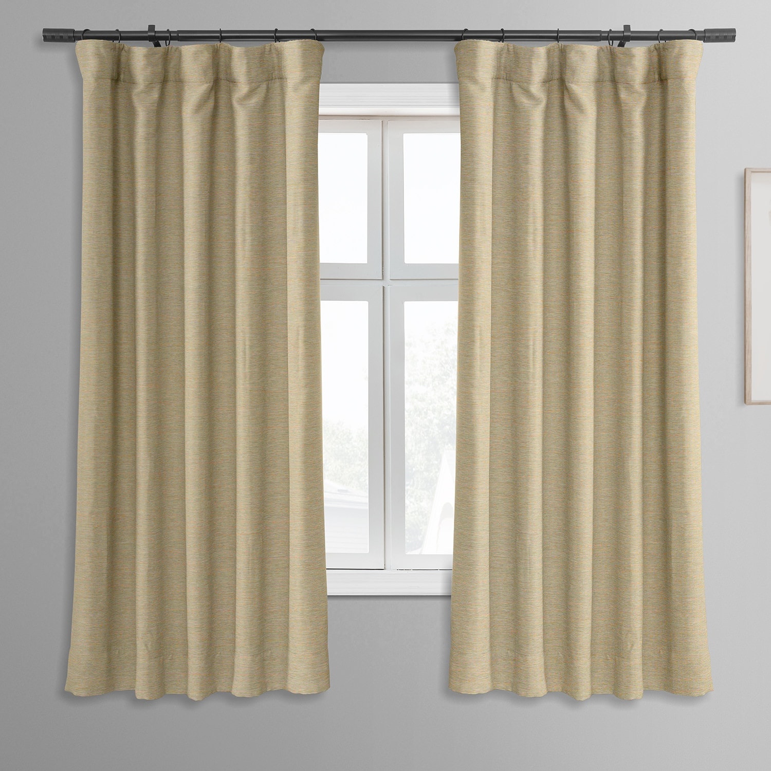 Exclusive Fabrics Bellino Textured Faux Linen Room Darkening Curtains For Bedroom (1 Panel), 50W X 63L - 50 x 63 - Ginger