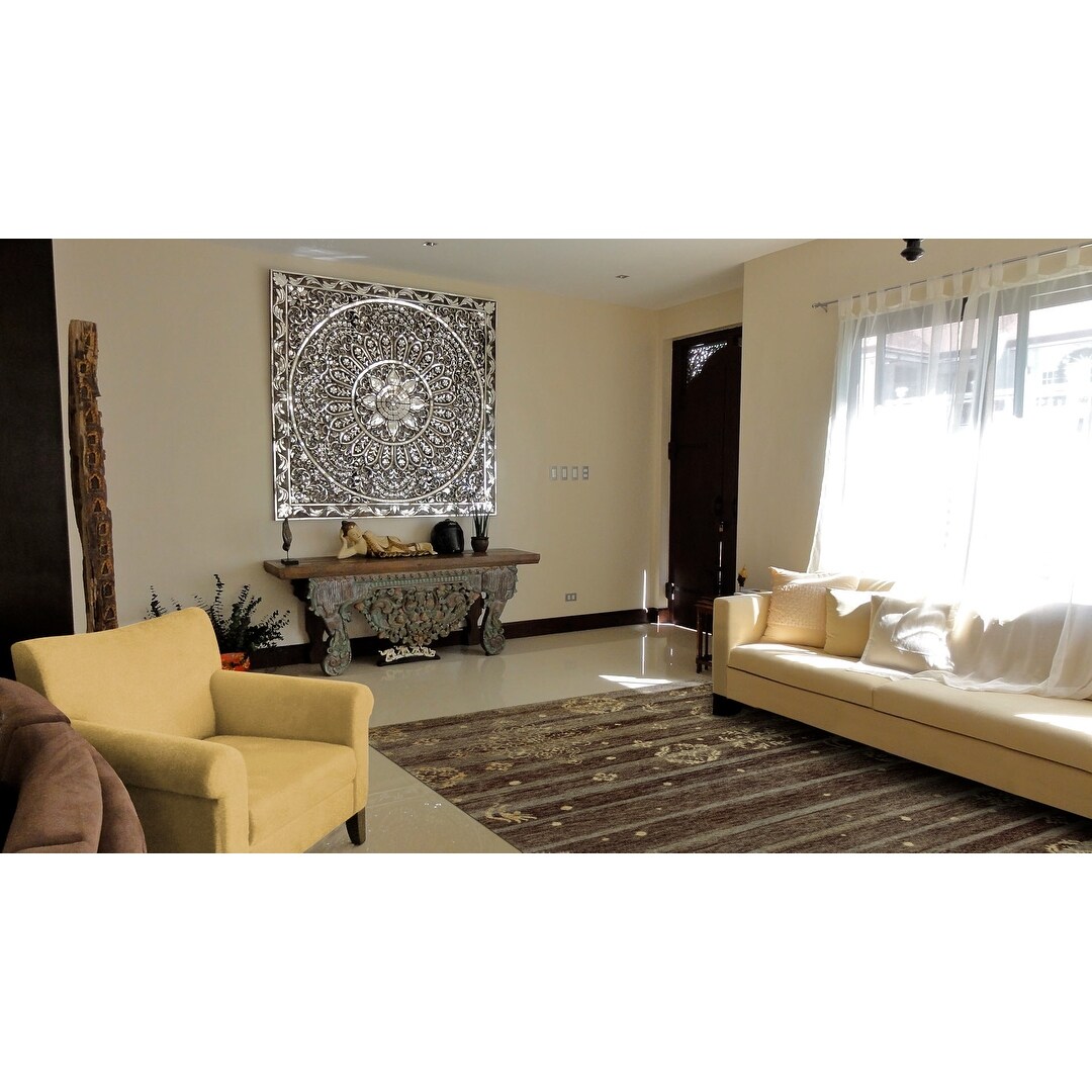 Geometric Floral Stripes Brown/Gold/Teal Transitional Area Rug