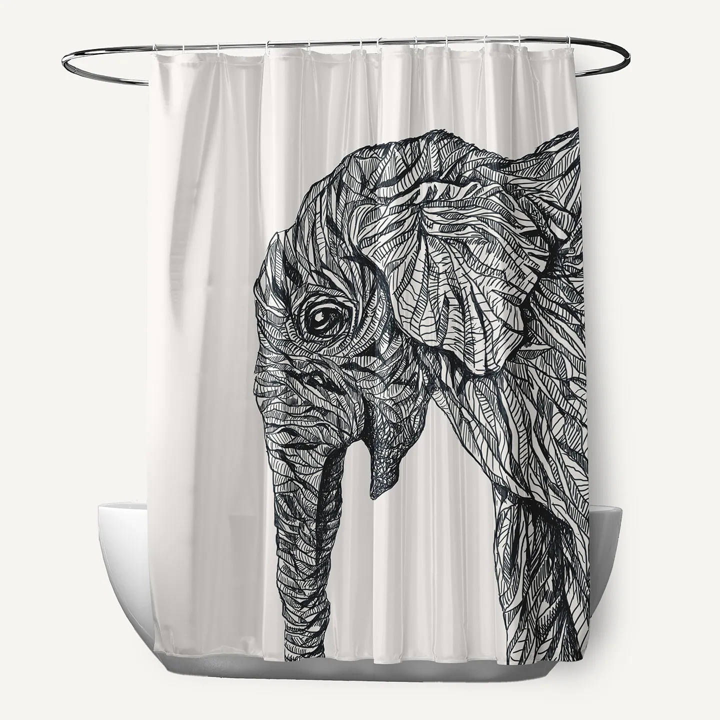Sketched Elephant Animal Print Print Pattern Shower Curtain 4 Sketched Elephant Animal Print Print Pattern Shower Curtain